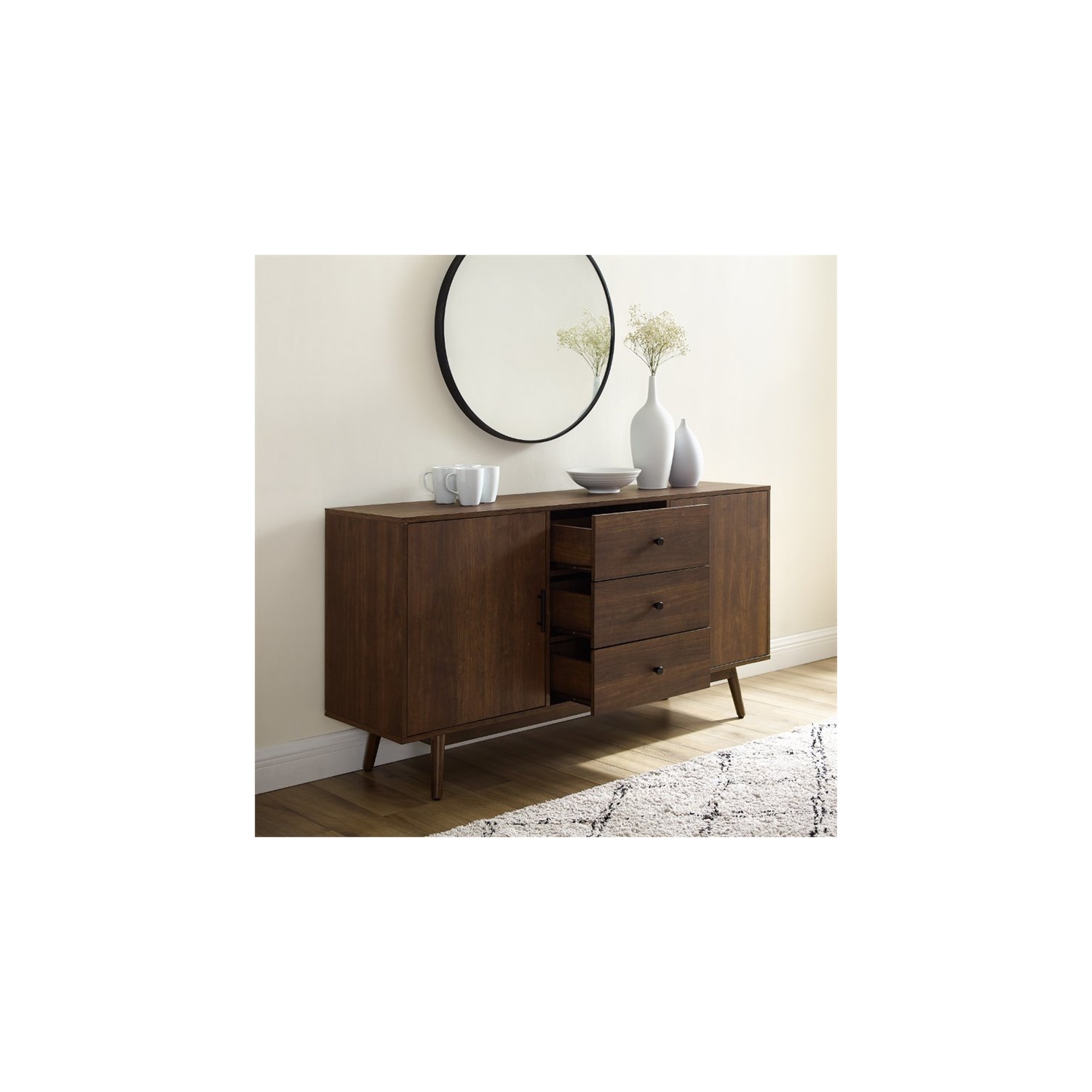 Crosley – buffet moderne en bois mi-siècle, brun