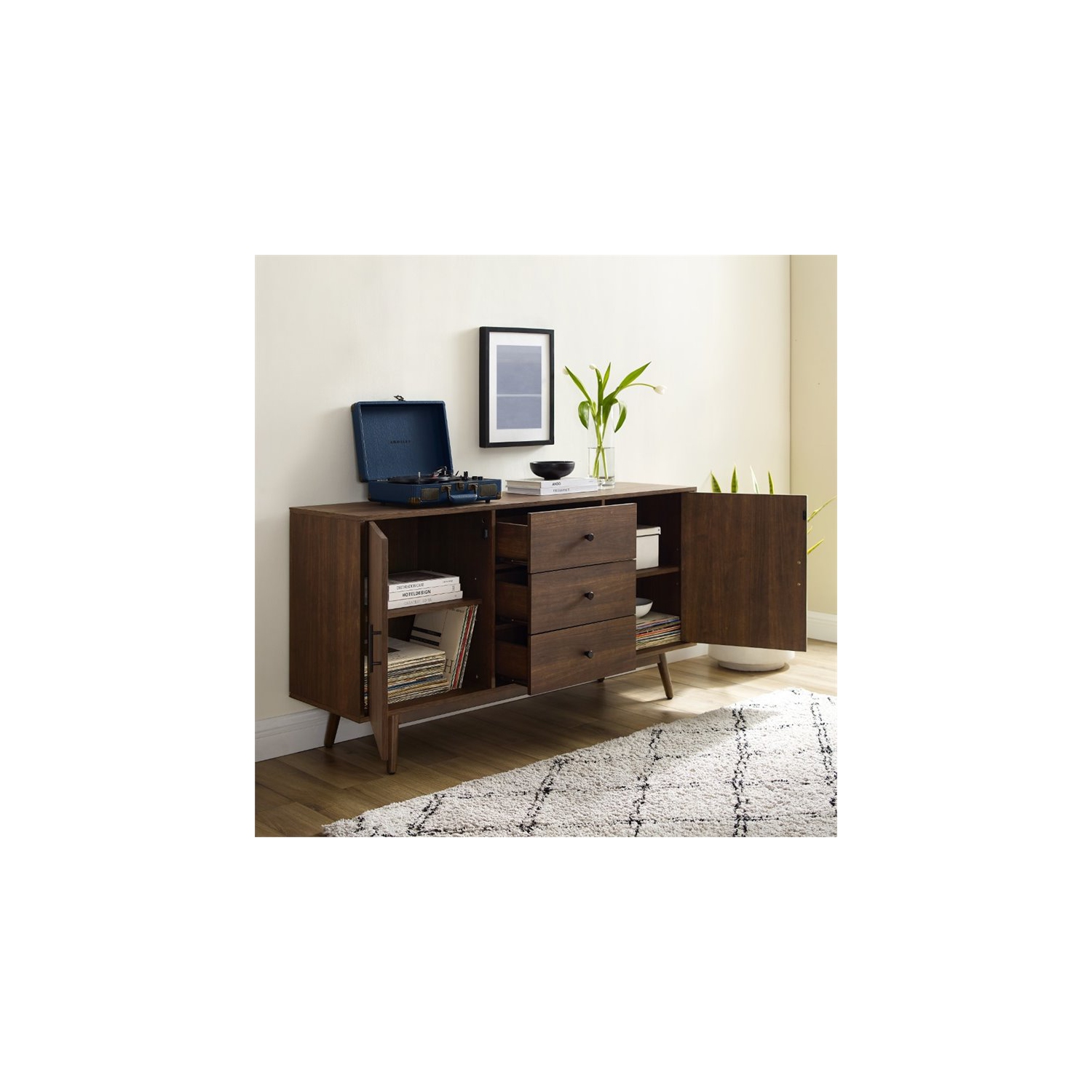 Crosley – buffet moderne en bois mi-siècle, brun