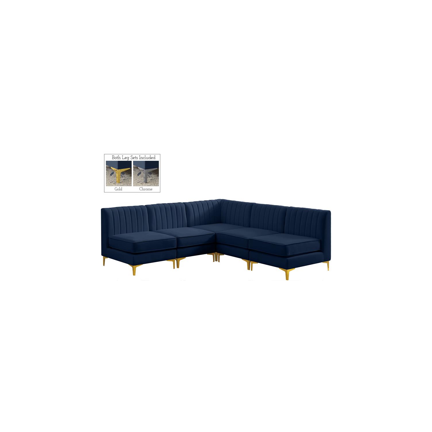 Meridian Furniture Alina Navy Velvet Modular Sectional