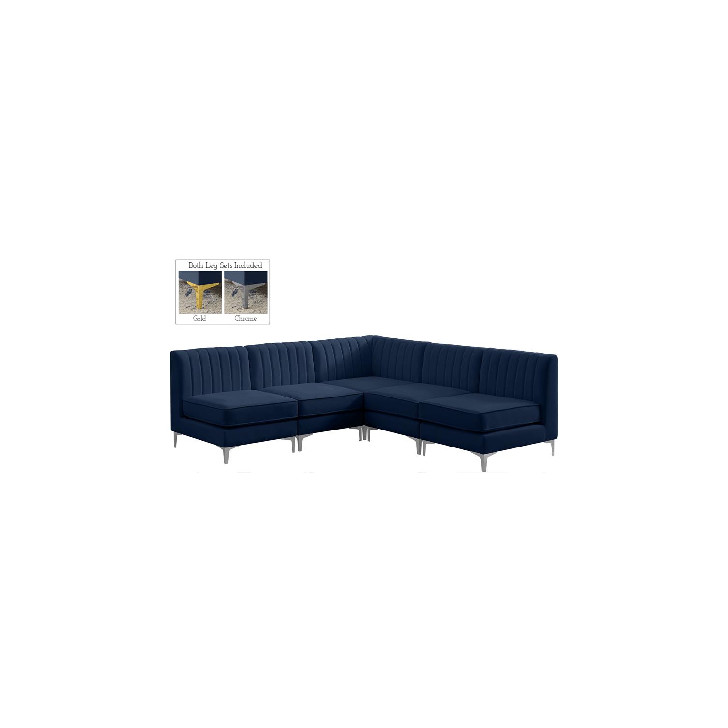 Meridian Furniture Alina Navy Velvet Modular Sectional
