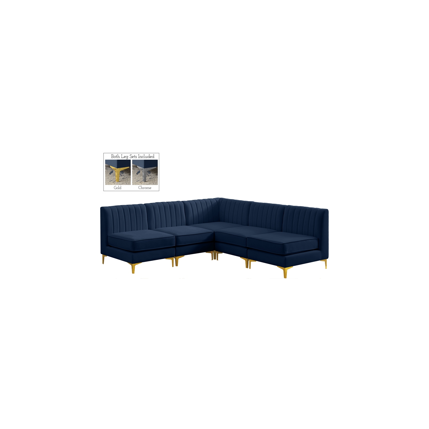 Meridian Furniture Alina Navy Velvet Modular Sectional