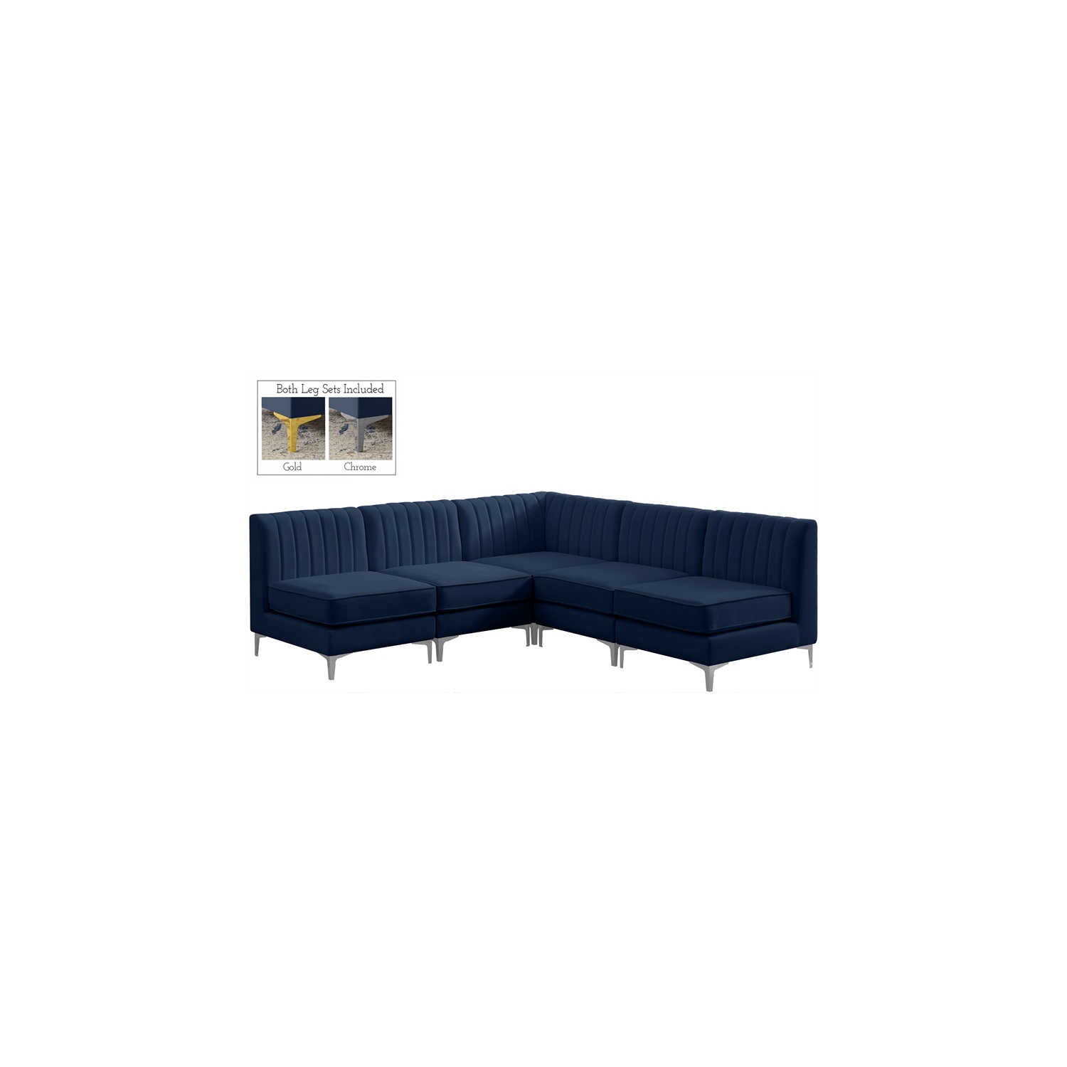 Meridian Furniture Alina Navy Velvet Modular Sectional