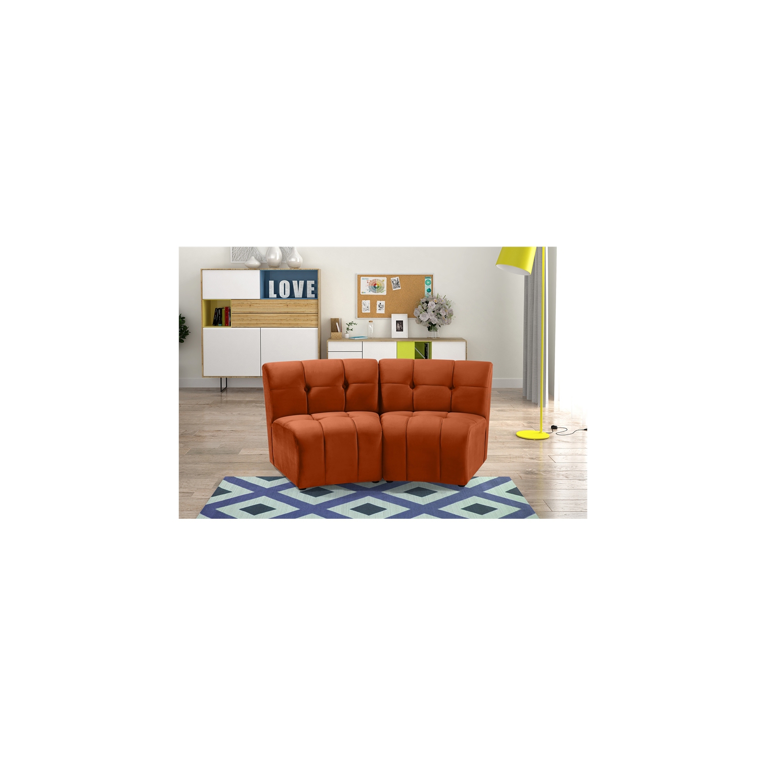 Meridian Furniture Limitless Cognac Velvet Modular Loveseat