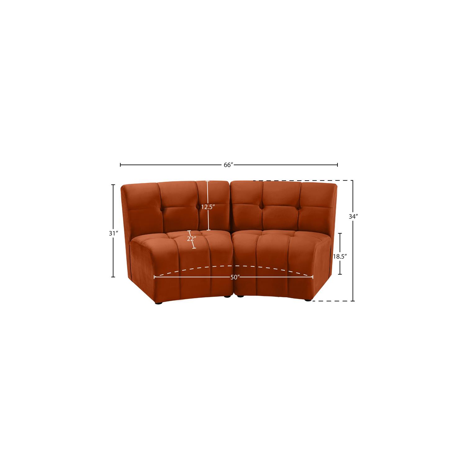 Meridian Furniture Limitless Cognac Velvet Modular Loveseat