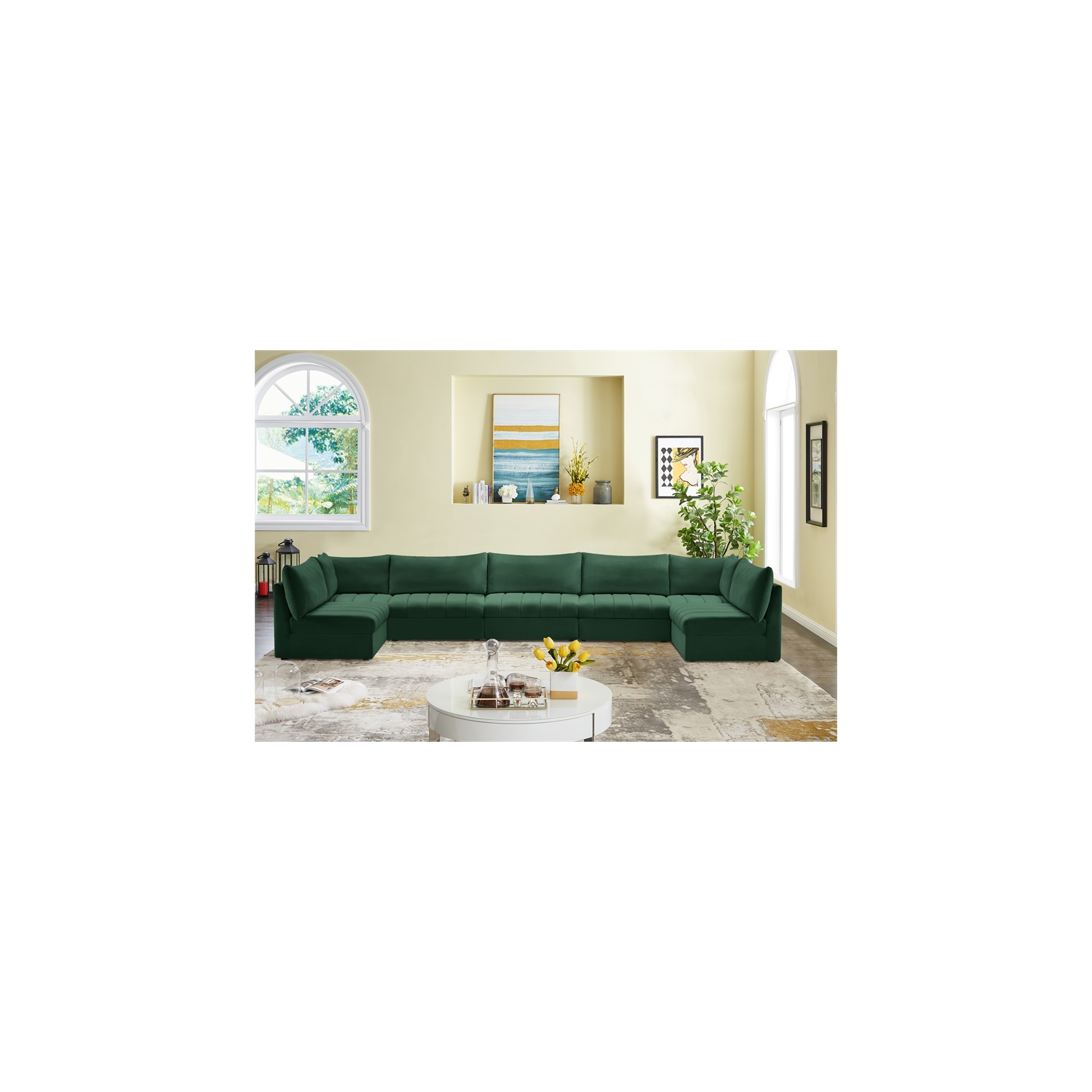 Meridian Furniture Jacob Green Velvet Modular Sectional