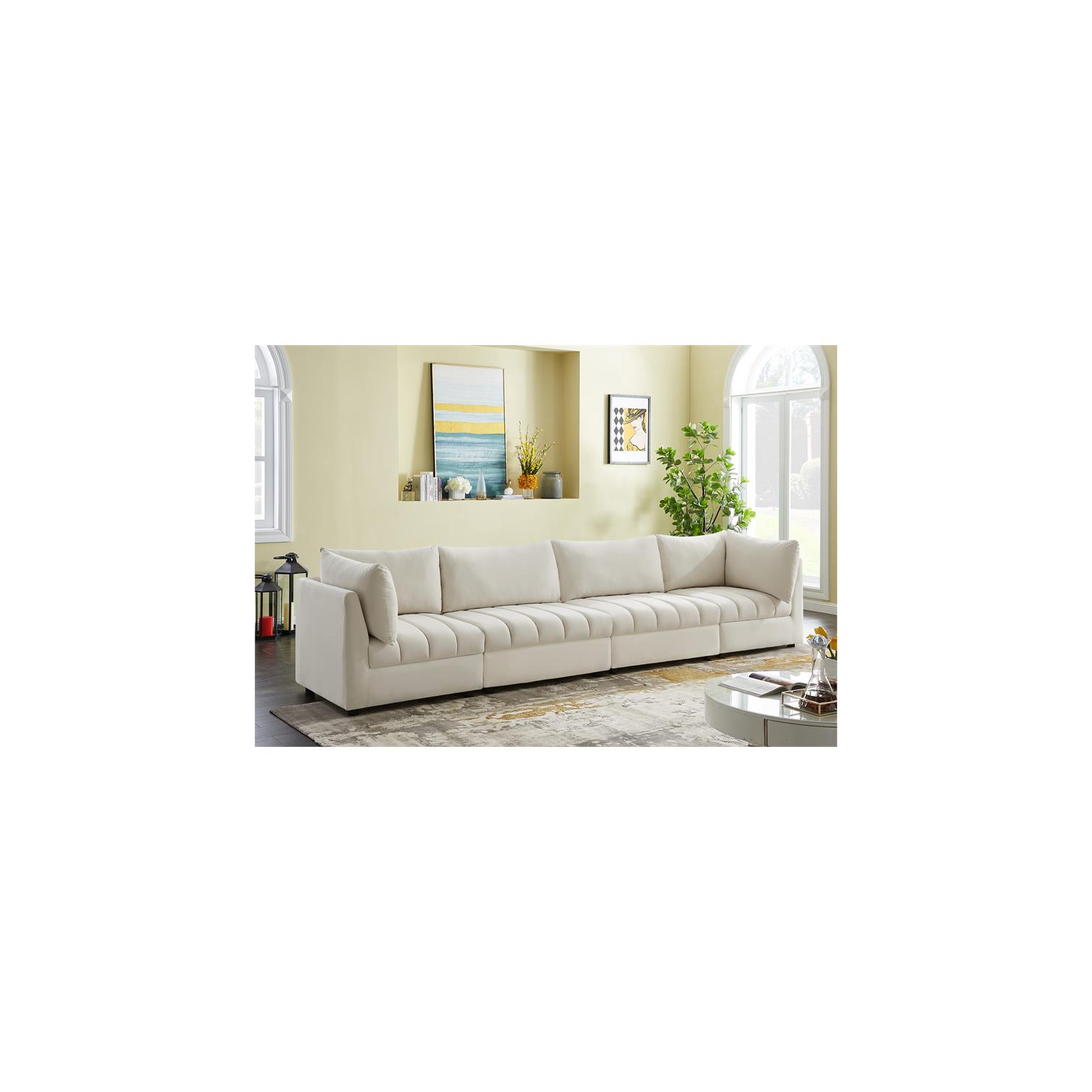 Meridian Furniture Jacob Cream Velvet Modular Sofa