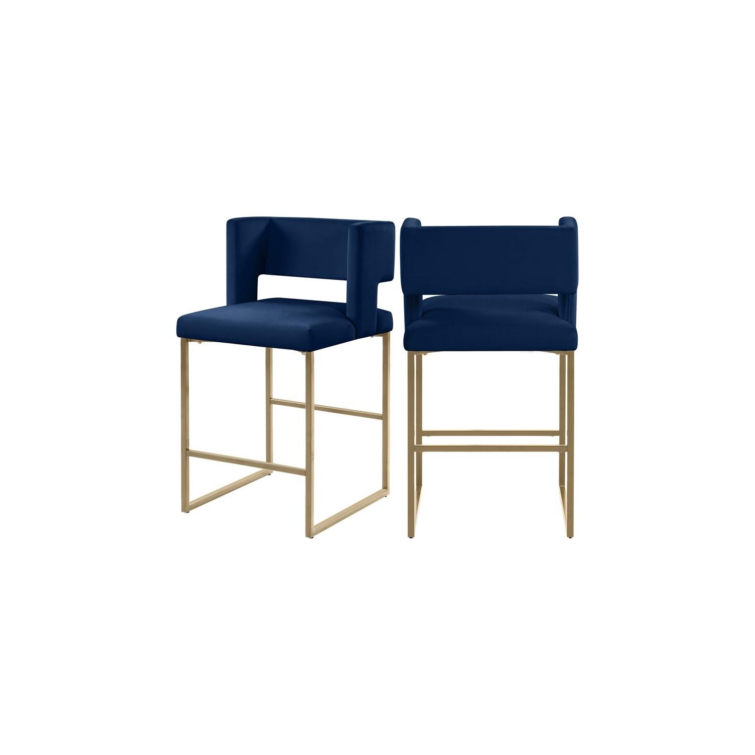 Meridian Furniture Caleb Navy Velvet Counter Stool