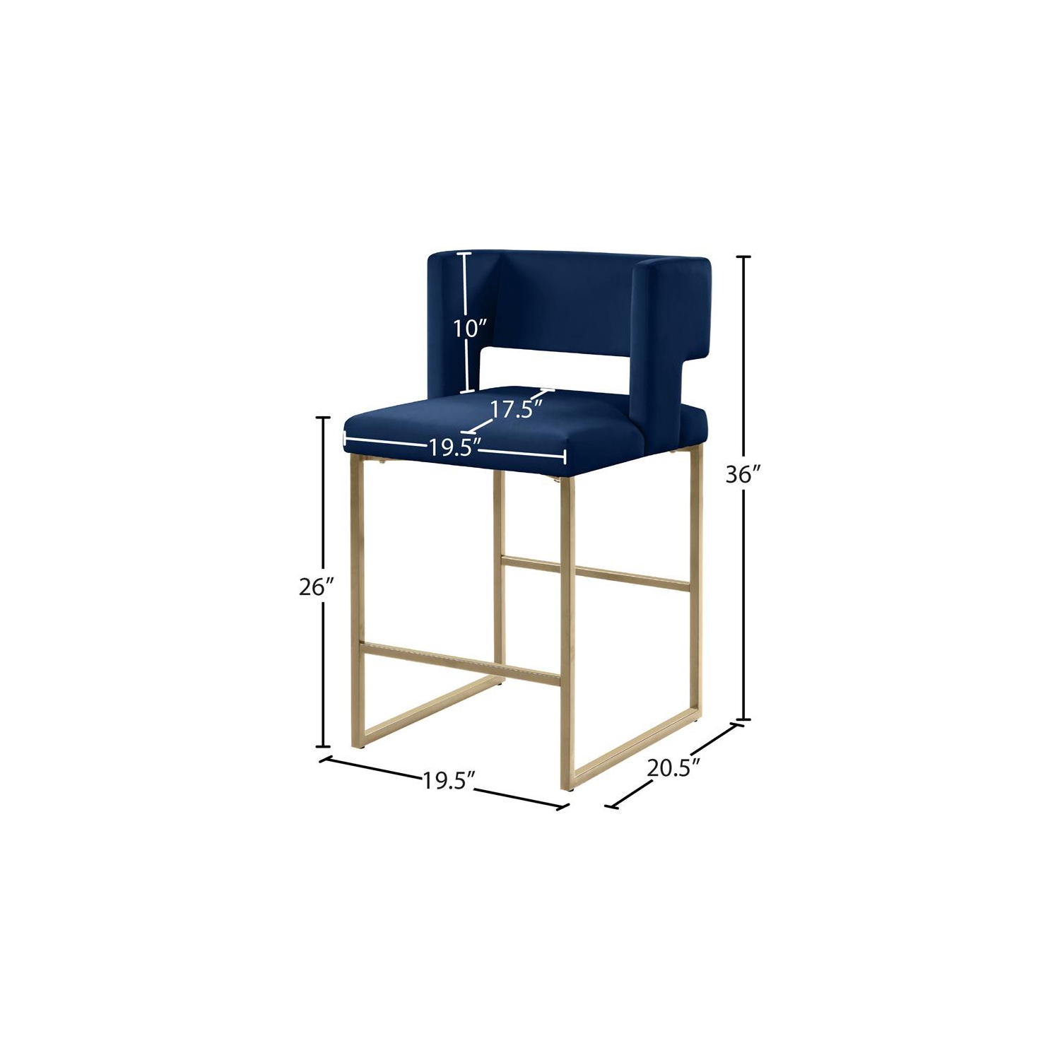 Meridian Furniture Caleb Navy Velvet Counter Stool
