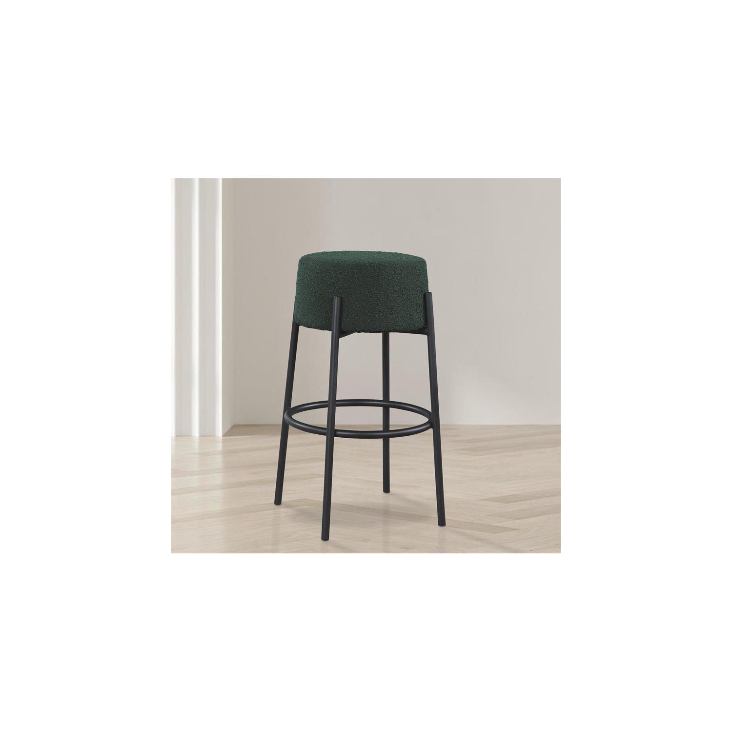 Meridian Furniture Avalon Green Boucle Fabric Bar Stool
