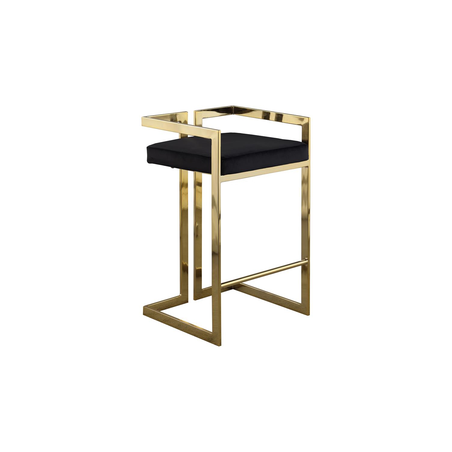 Tabouret de comptoir en velours Ezra de 27 po de hauteur de Meridian Furniture, noir