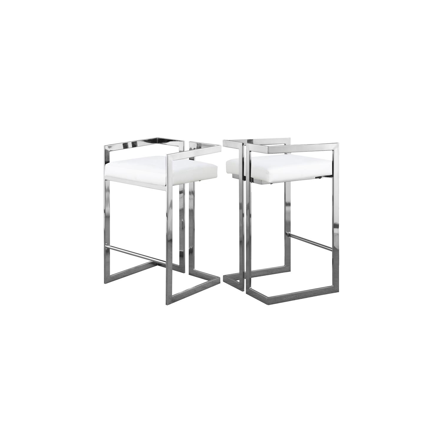 Tabouret de comptoir en similicuir de 27 po de haut Ezra de Meridian Furniture, blanc