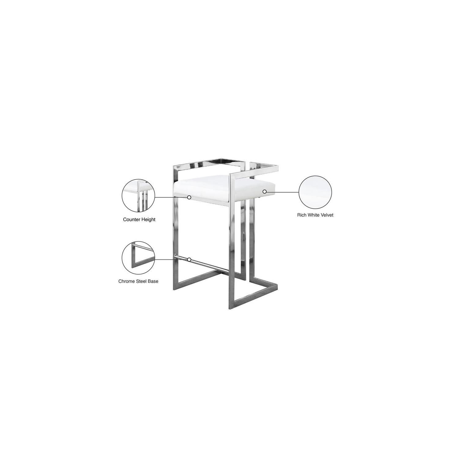 Tabouret de comptoir en similicuir de 27 po de haut Ezra de Meridian Furniture, blanc