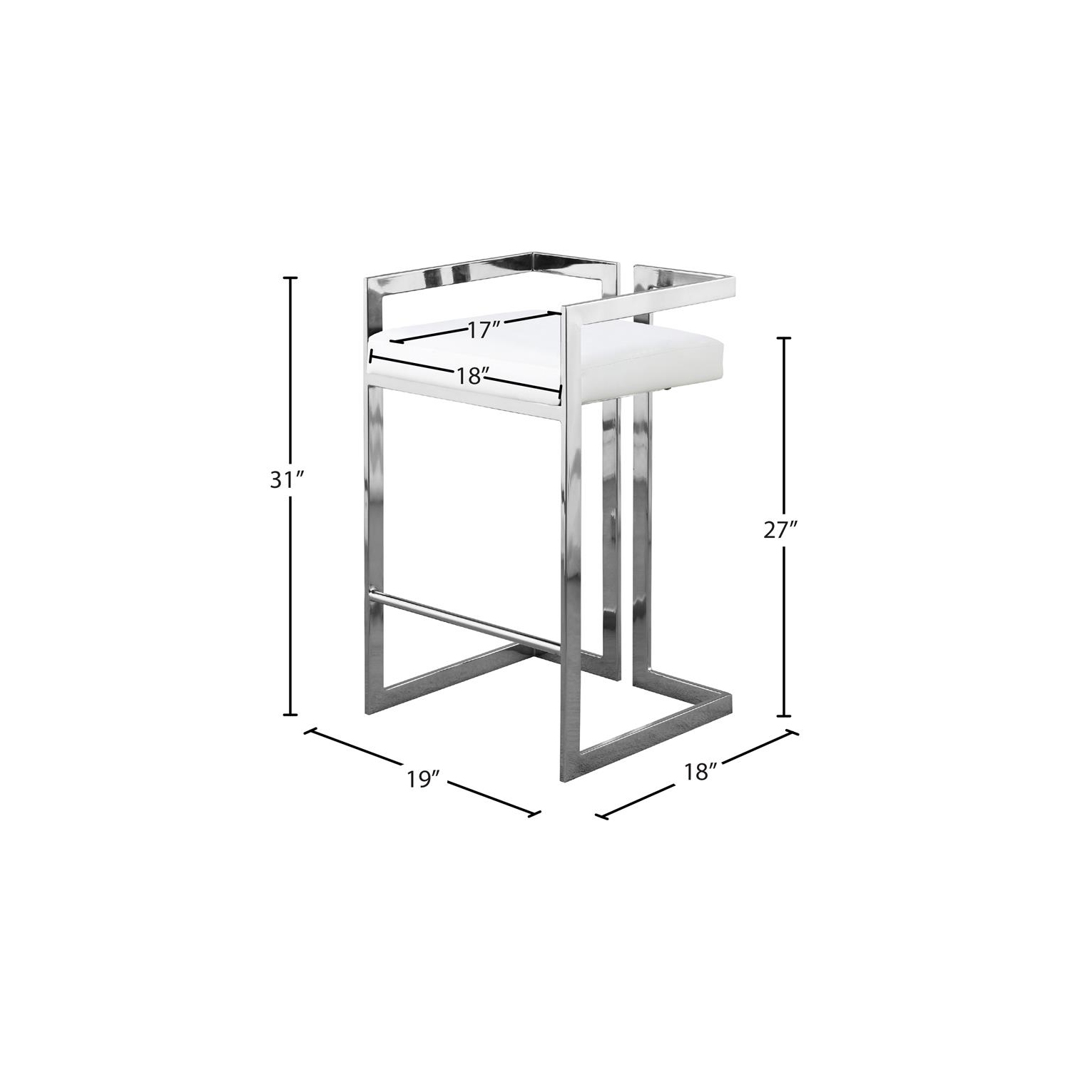 Tabouret de comptoir en similicuir de 27 po de haut Ezra de Meridian Furniture, blanc