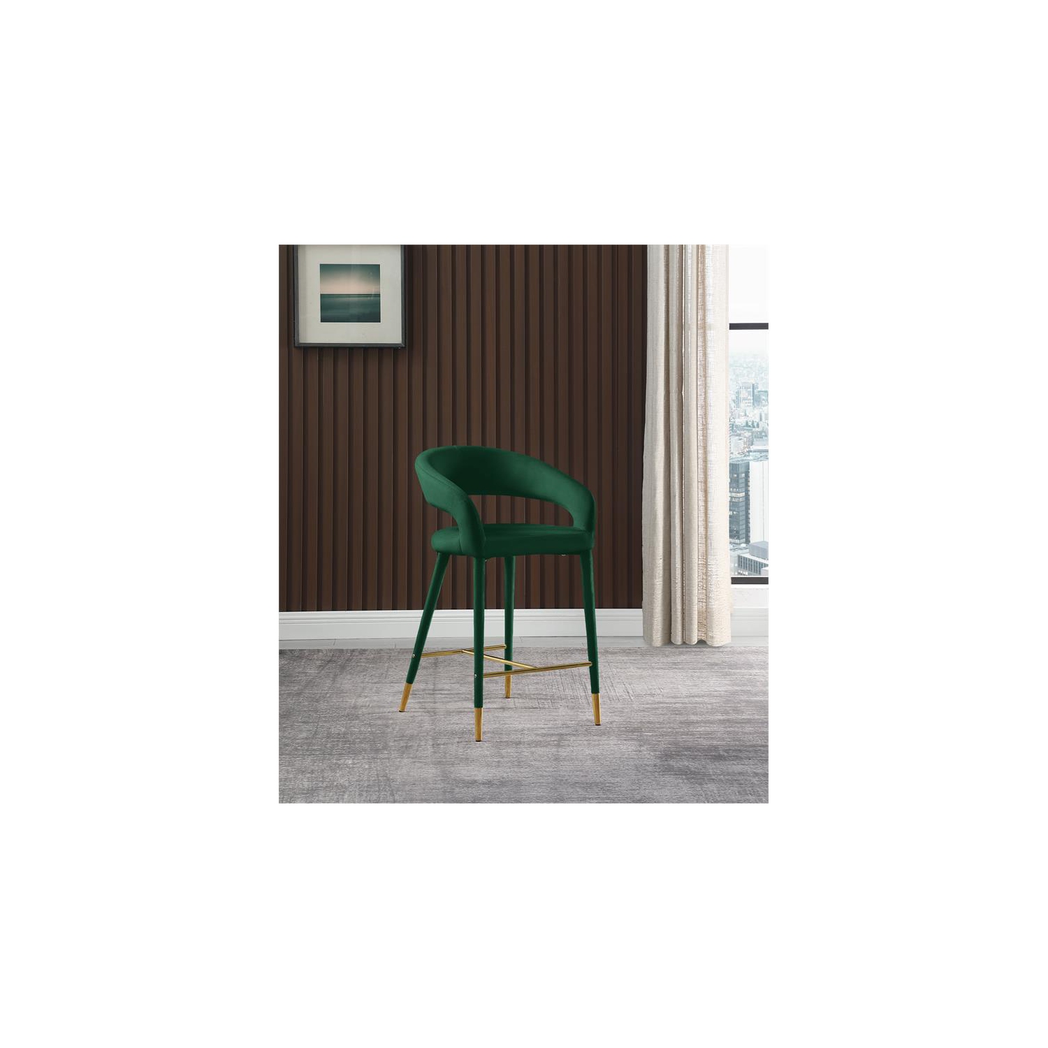Tabouret en velours vert Destiny de Meridian Furniture