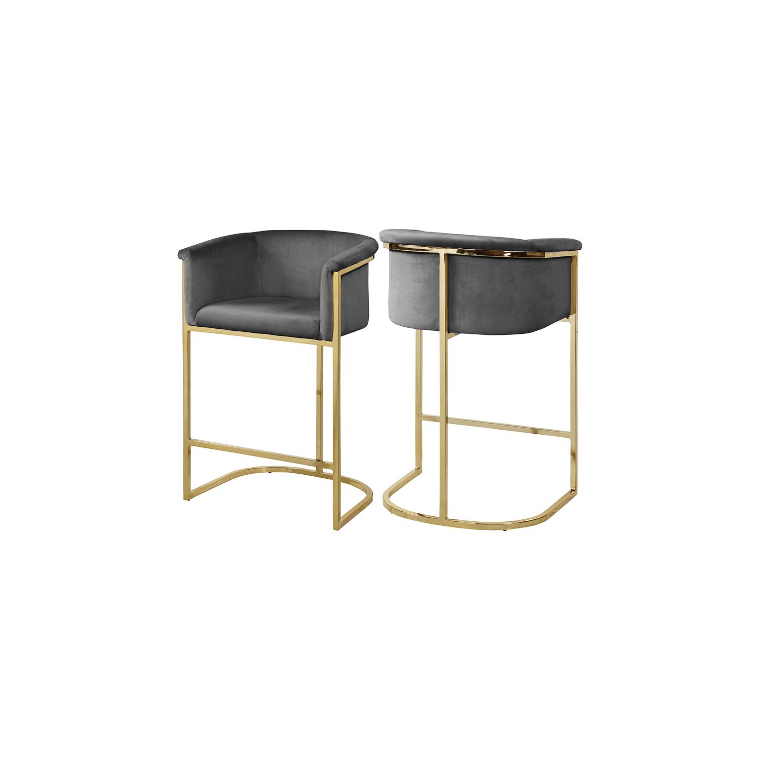 Meridian Furniture Donatella Grey Velvet Stool