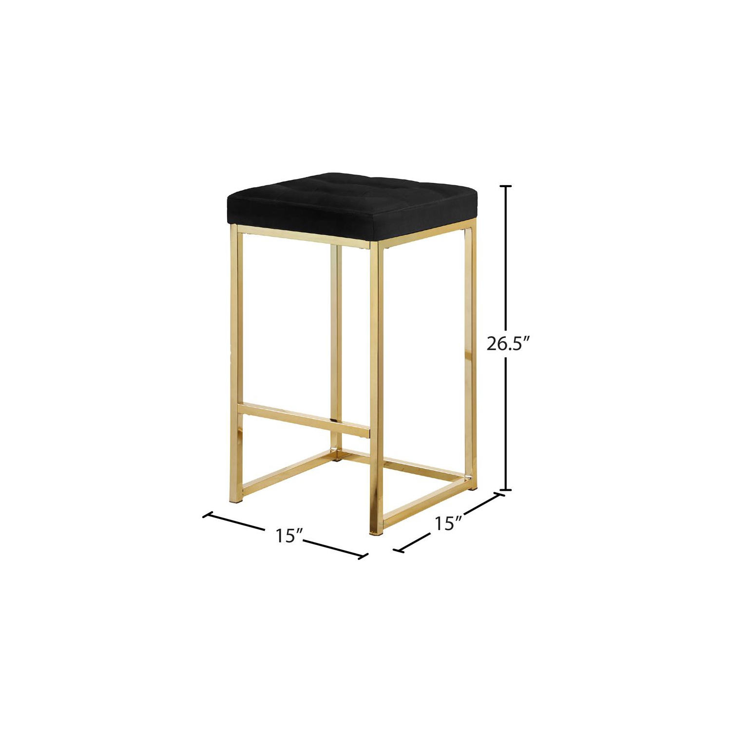 Meridian Furniture Nicola 26.5"H Velvet Counter Stool in Black