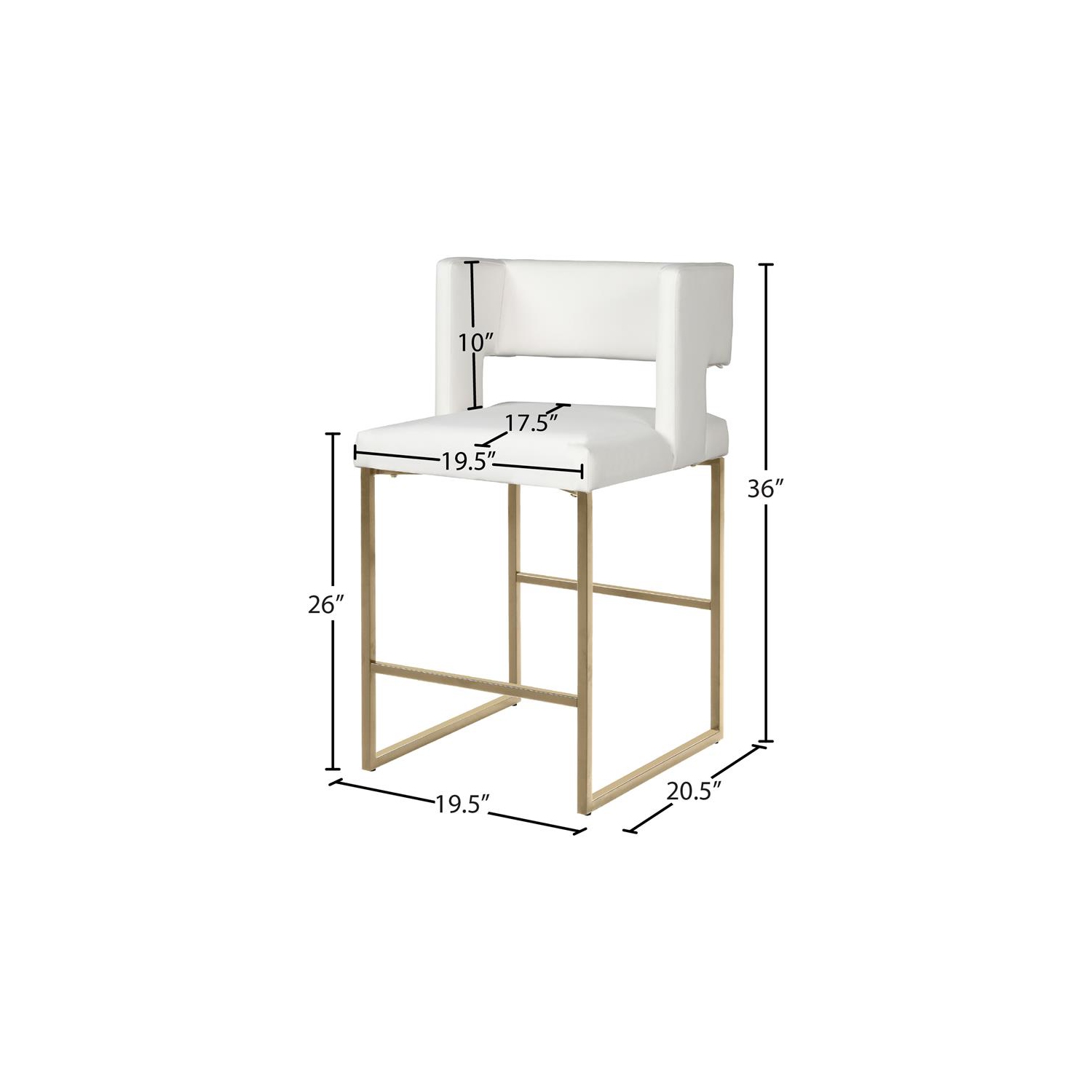 Tabouret de comptoir en similicuir blanc Meridian Furniture Caleb
