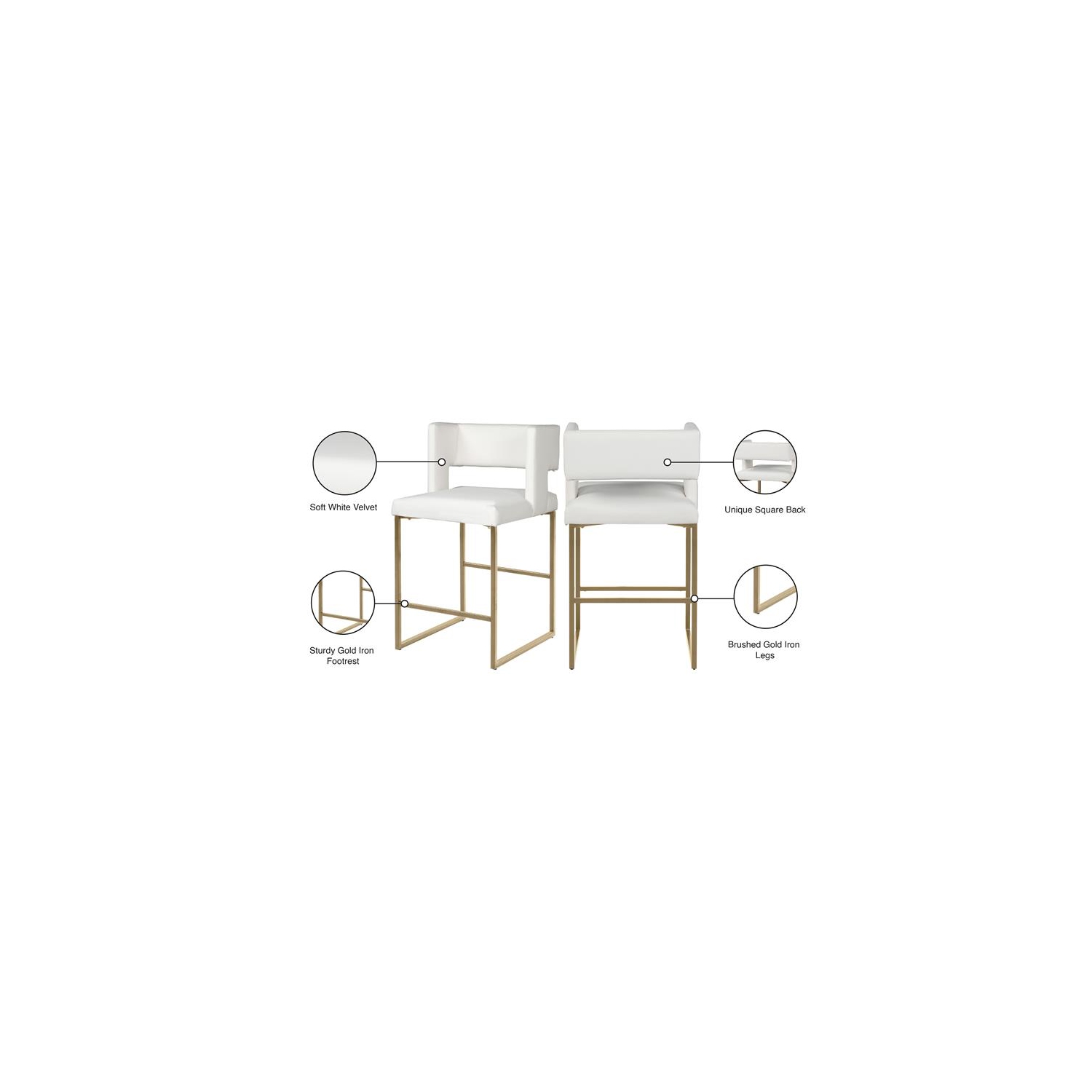 Tabouret de comptoir en similicuir blanc Meridian Furniture Caleb