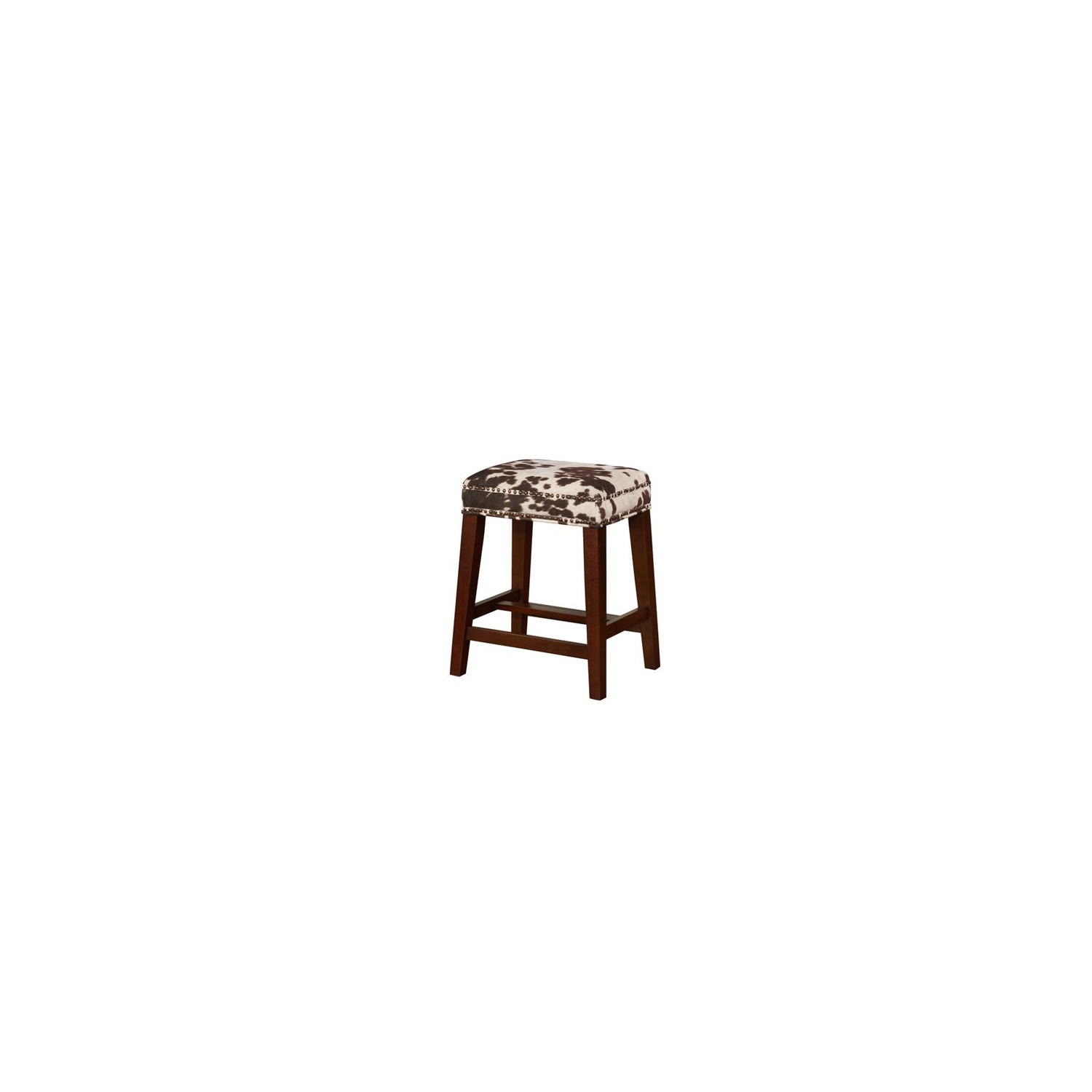 Riverbay Furniture 24" Transitional Wood/Fabric Cow Print Counter Stool in Brown