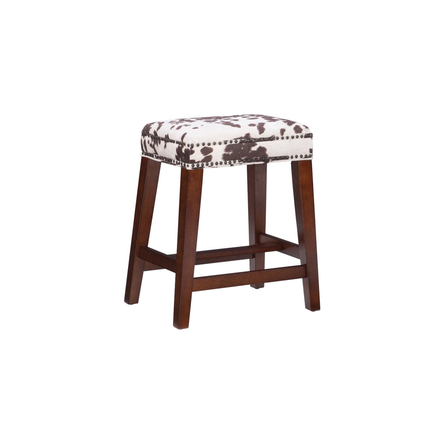 Riverbay Furniture 24" Transitional Wood/Fabric Cow Print Counter Stool in Brown