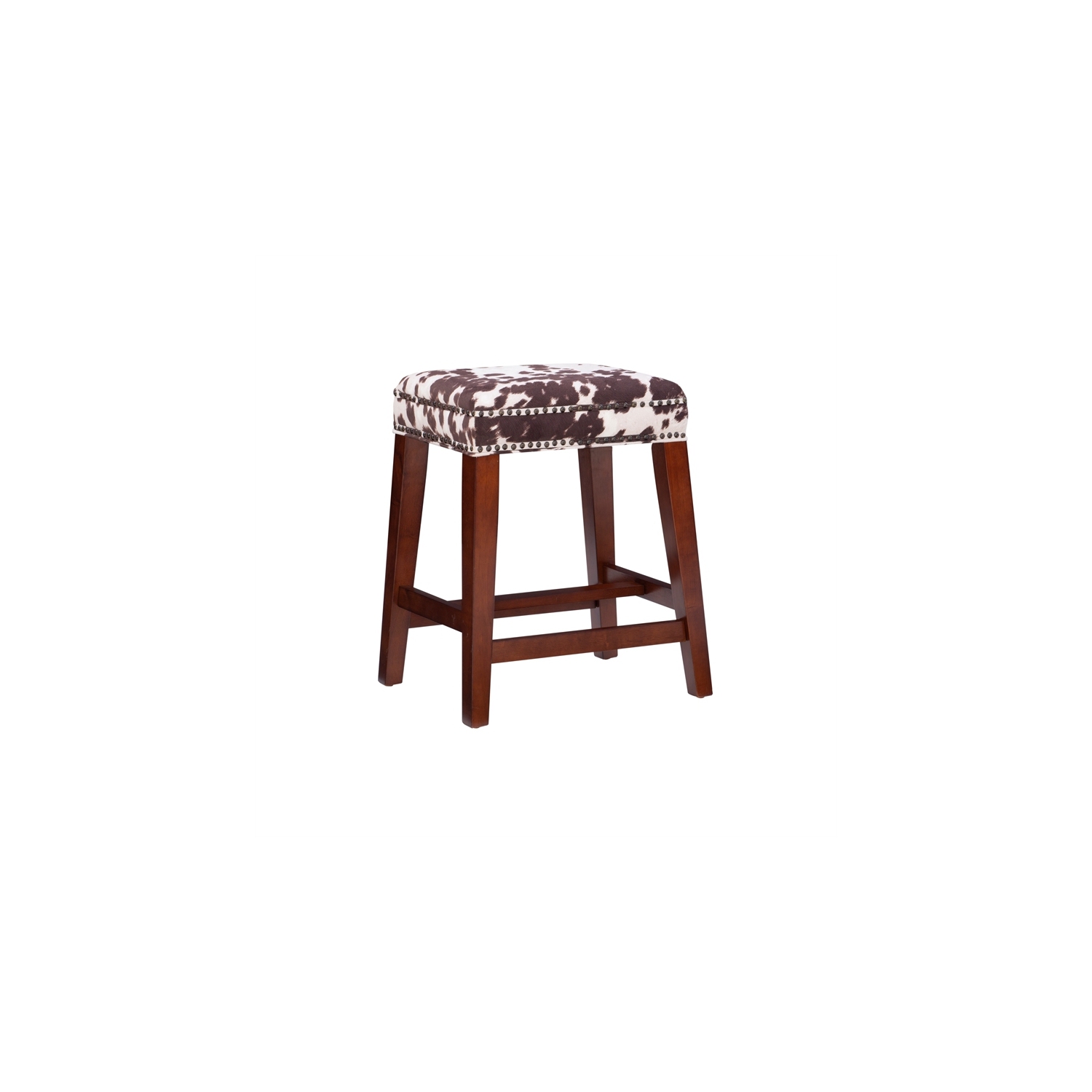 Riverbay Furniture 24" Transitional Wood/Fabric Cow Print Counter Stool in Brown