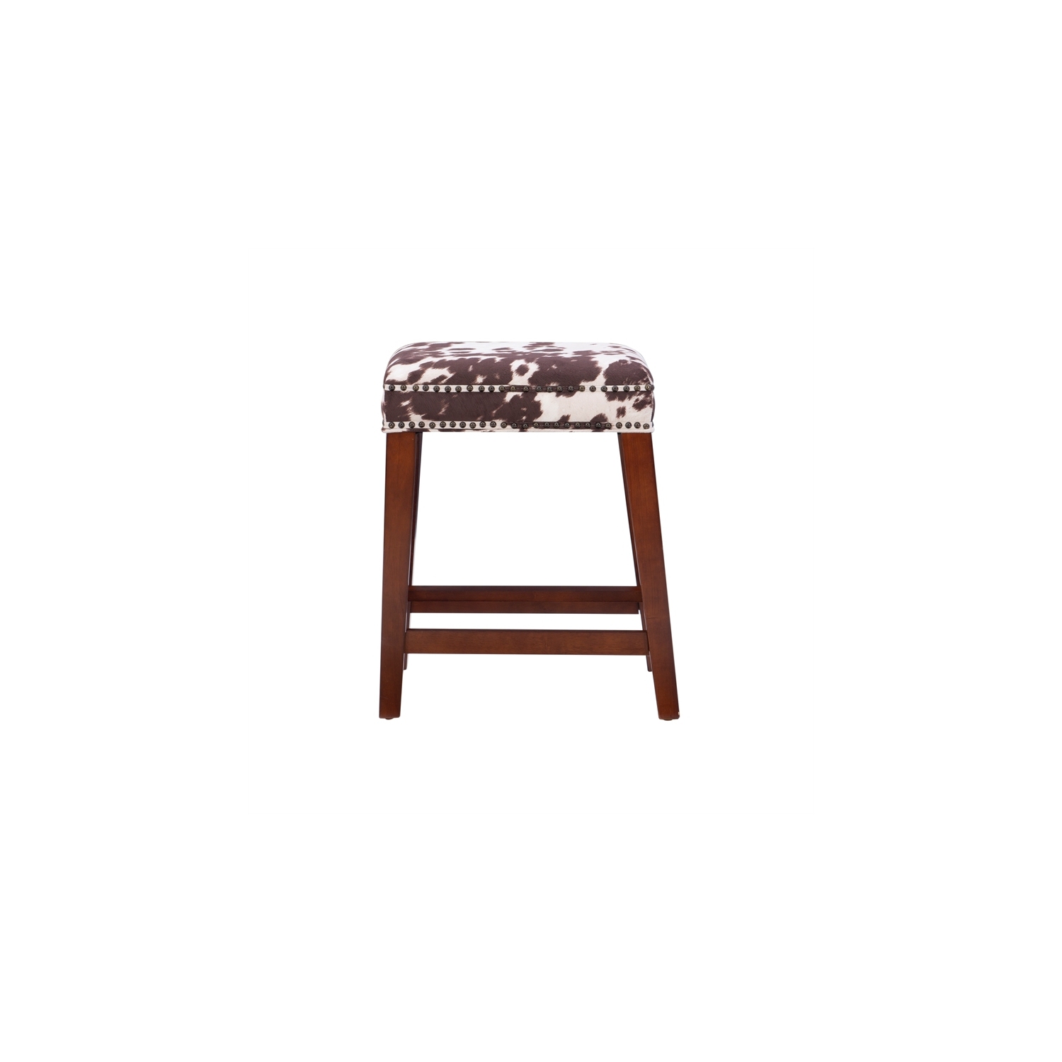 Riverbay Furniture 24" Transitional Wood/Fabric Cow Print Counter Stool in Brown