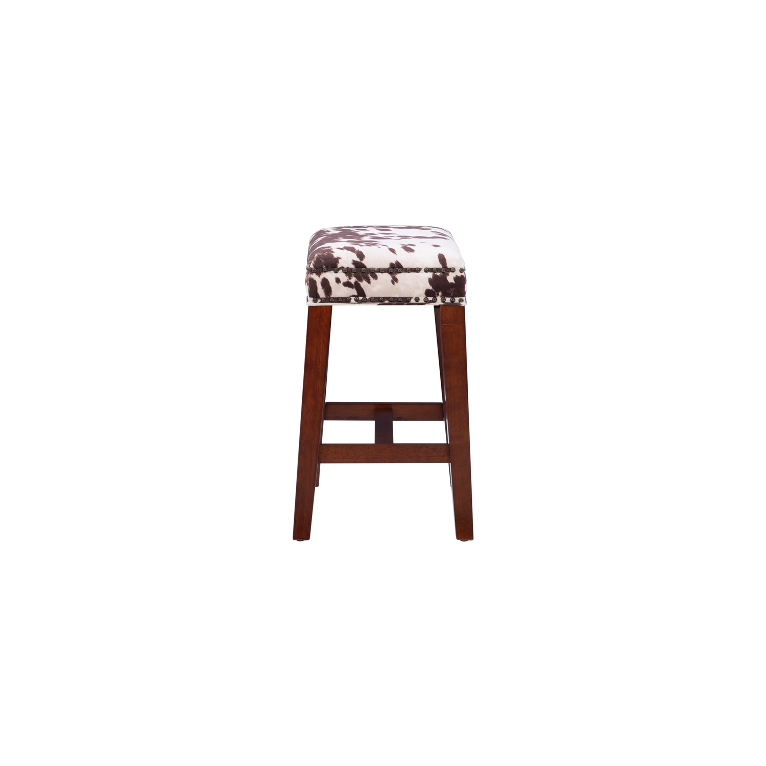 Riverbay Furniture 24" Transitional Wood/Fabric Cow Print Counter Stool in Brown