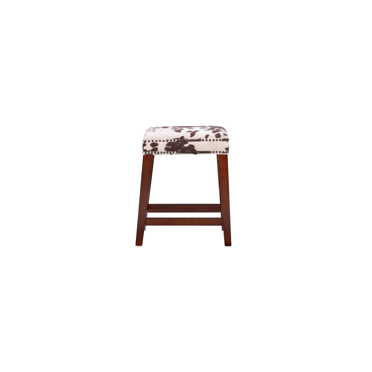 Riverbay Furniture 24" Transitional Wood/Fabric Cow Print Counter Stool in Brown