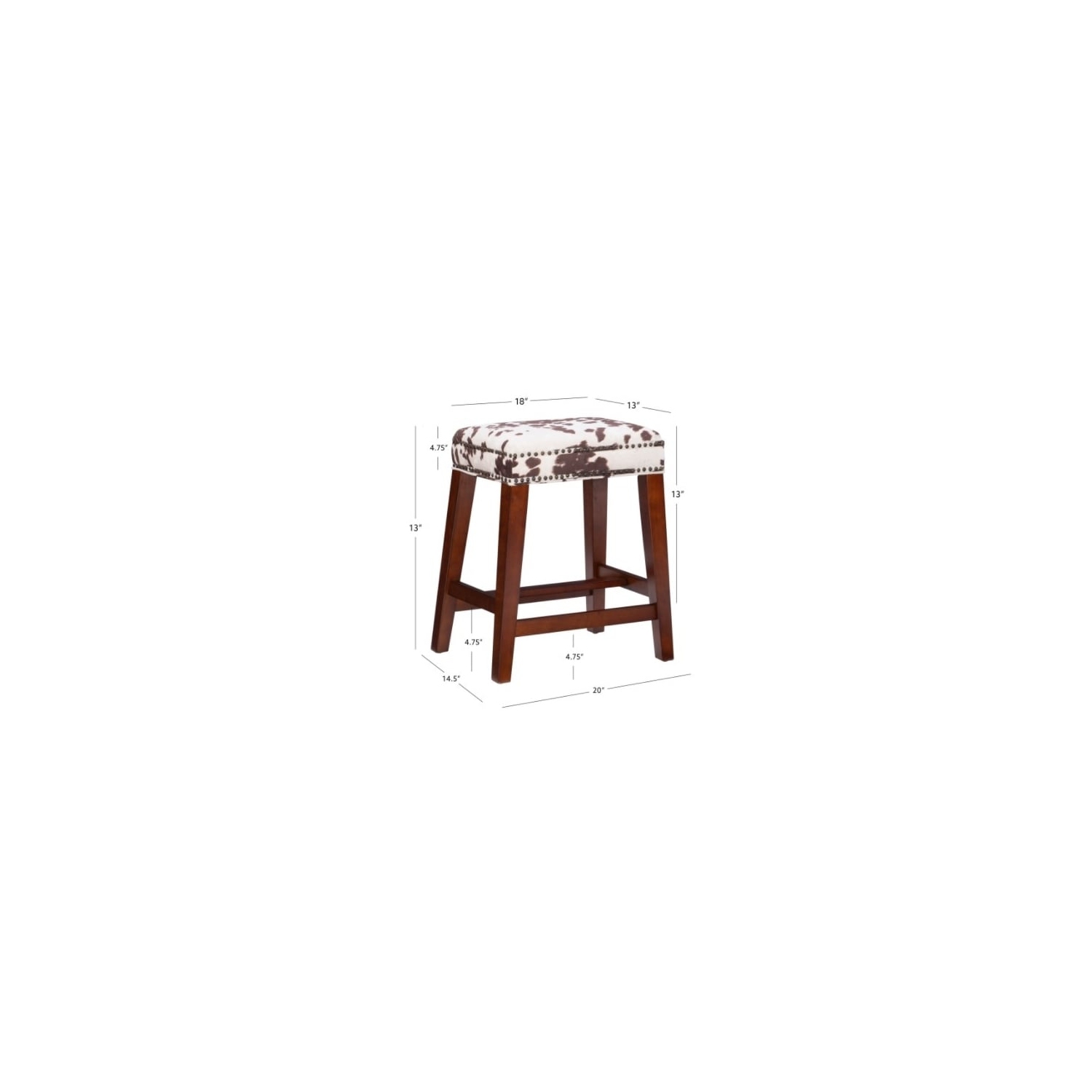 Riverbay Furniture 24" Transitional Wood/Fabric Cow Print Counter Stool in Brown