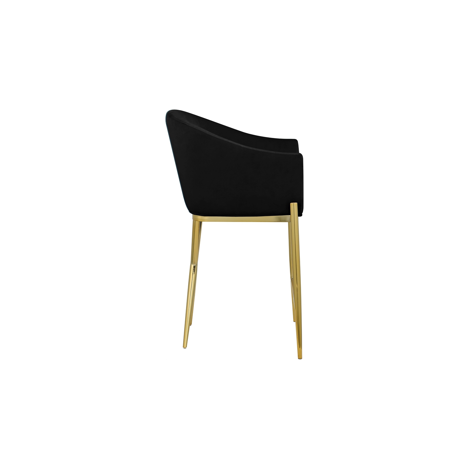 Tabouret de comptoir en velours noir Xavier de Meridian Furniture avec pattes en métal doré