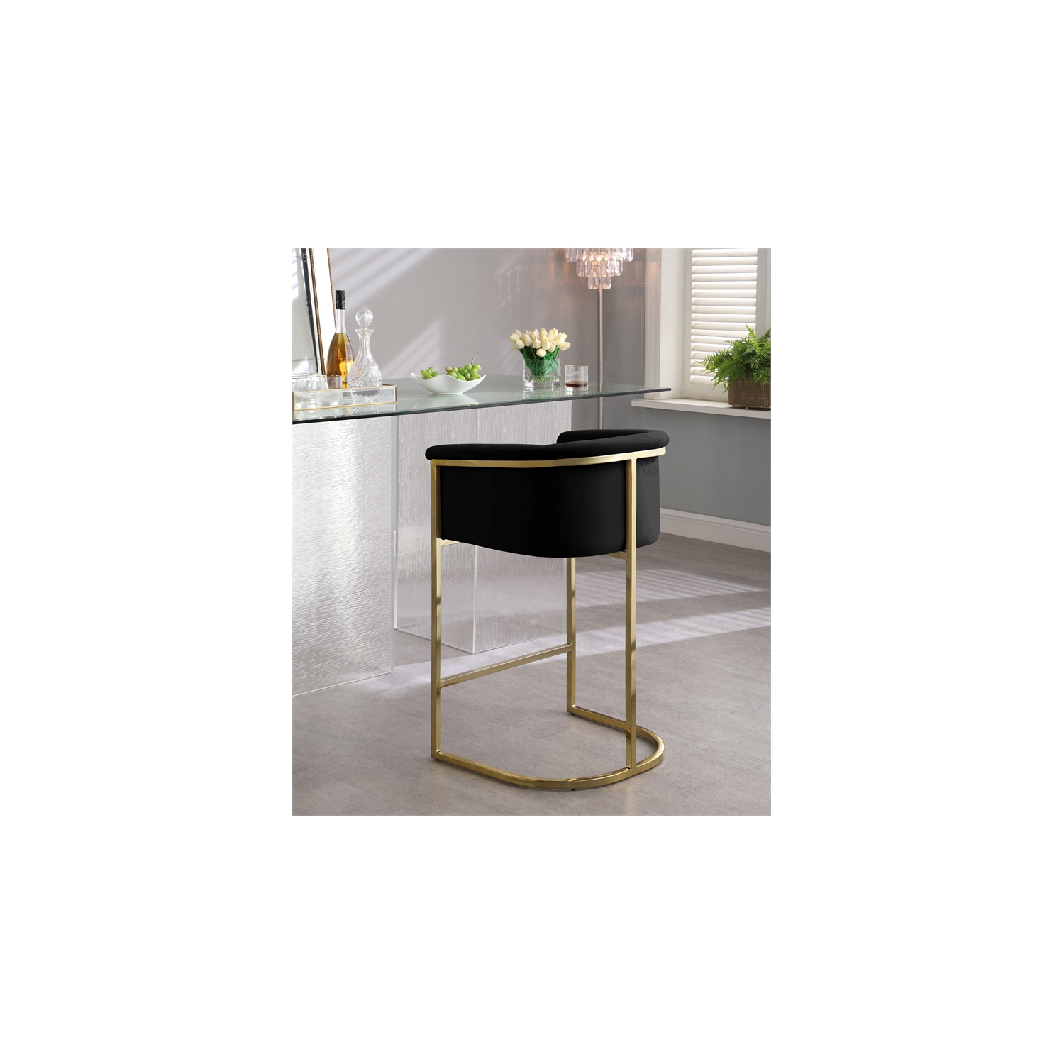 Meridian Furniture Donatella Black Velvet Stool