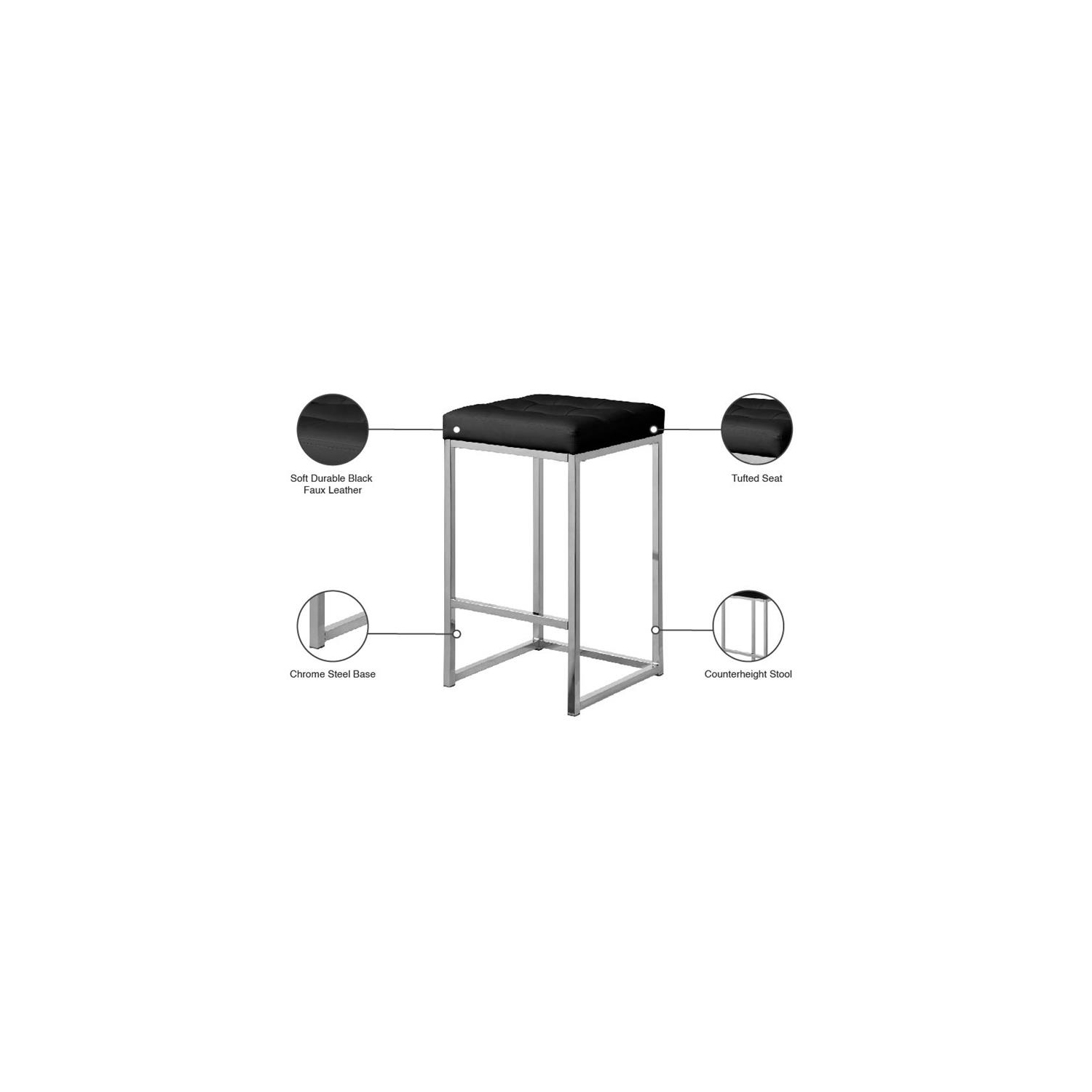 Meridian Furniture Nicola 26.5"H Leather Counter Stool in Black