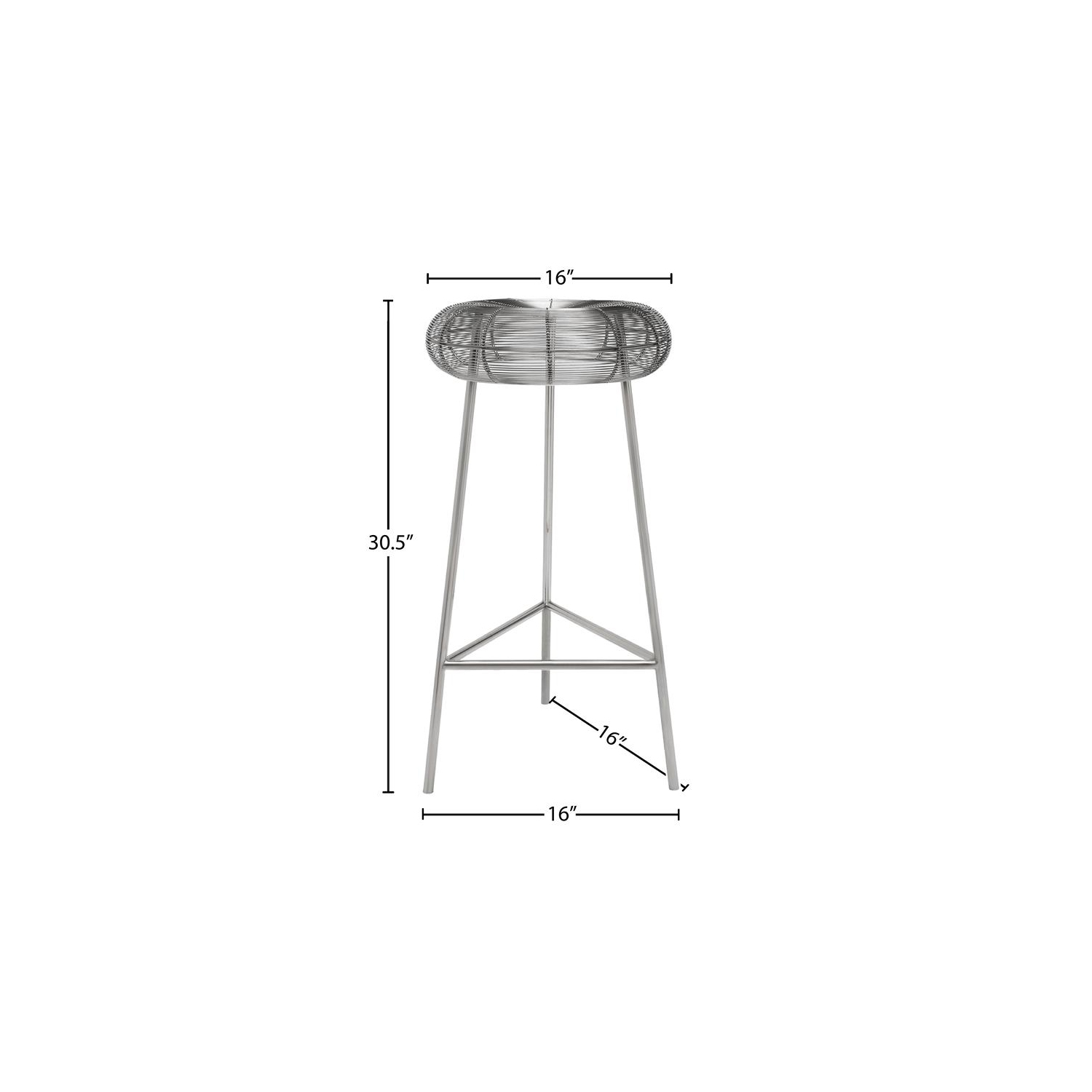 Meridian Furniture Tuscany Rich Silver Metal Bar Stool