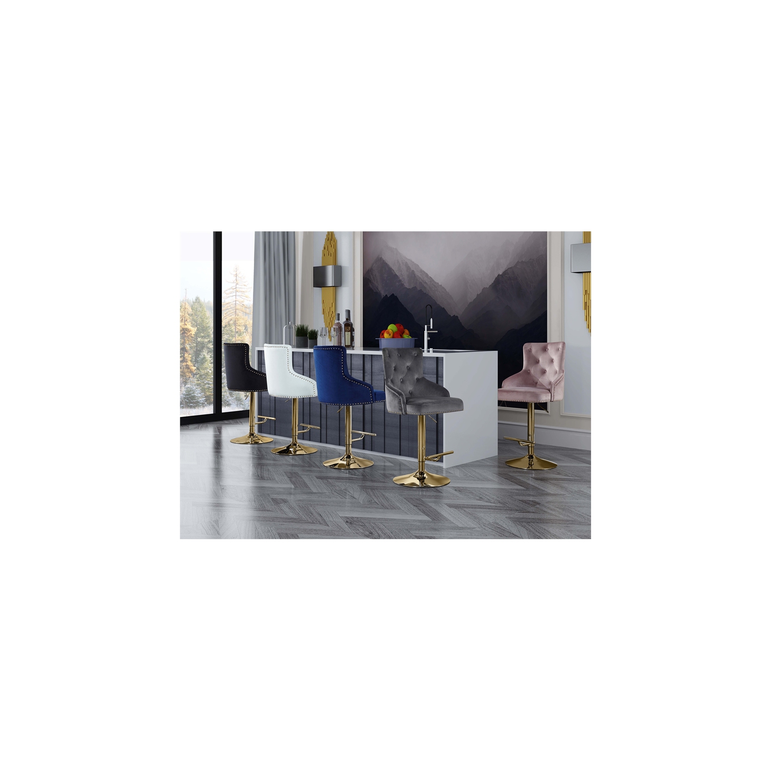 Meridian Furniture Claude Pink Velvet Adjustable Stool