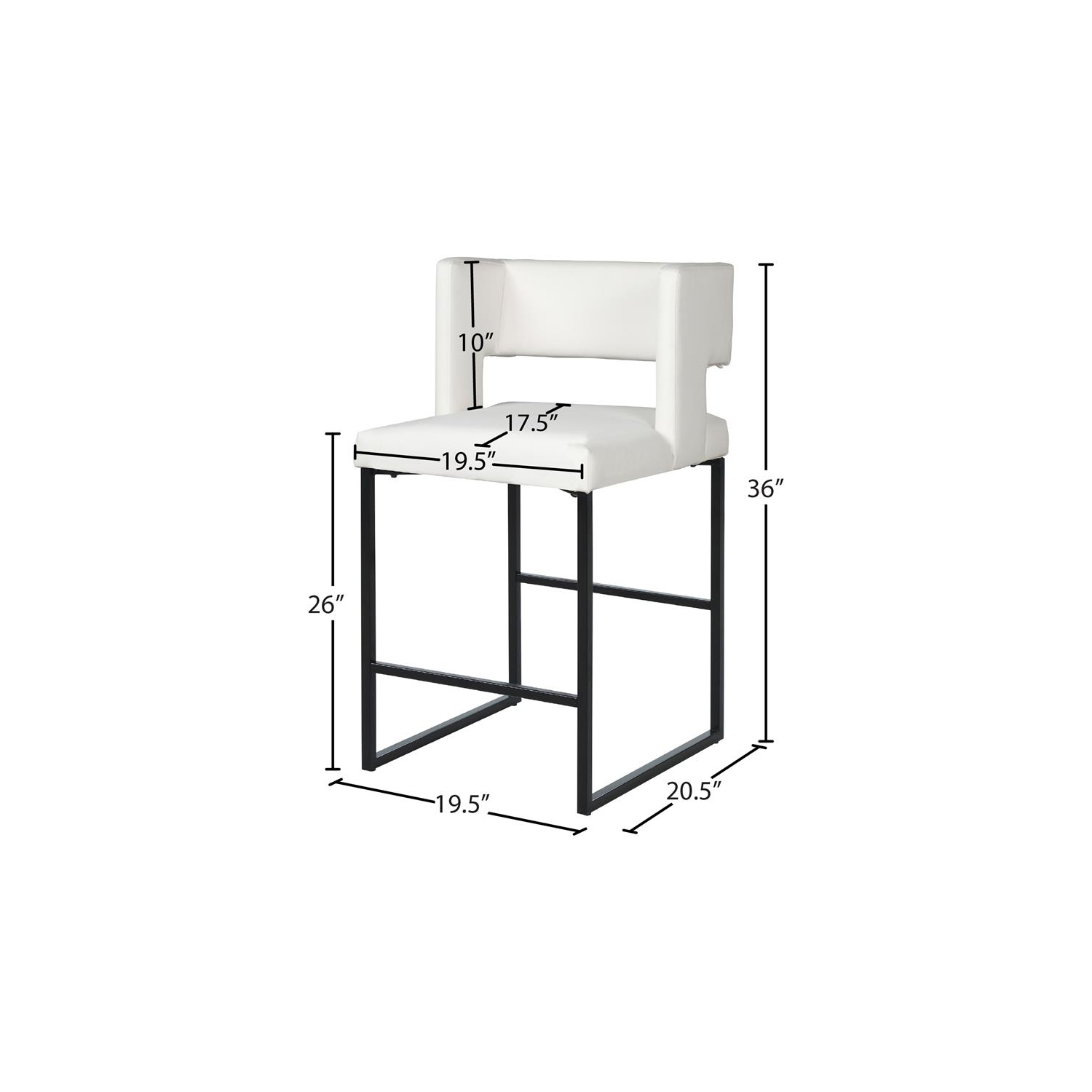 Meridian Furniture Caleb White Faux Leather Counter Stool