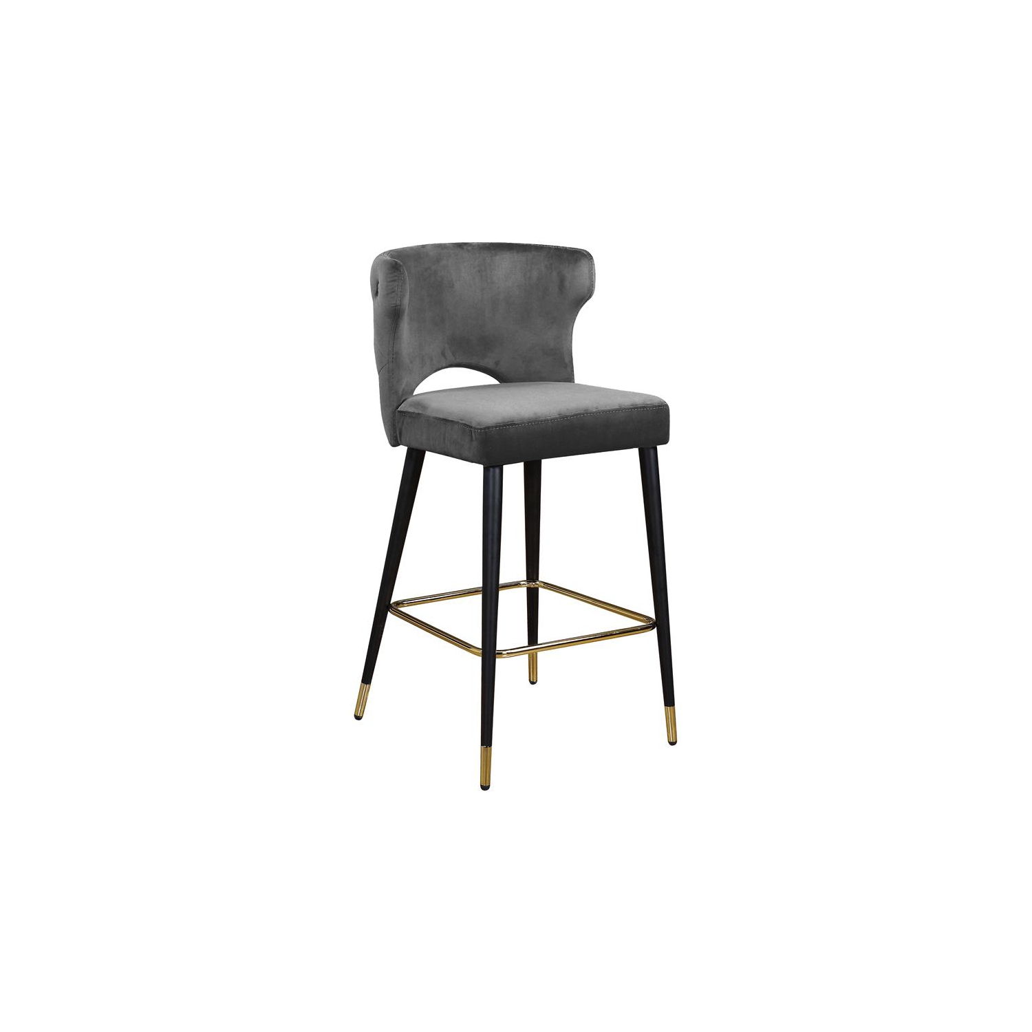 Meridian Furniture Kelly 28"H Velvet Counter Stool in Gray