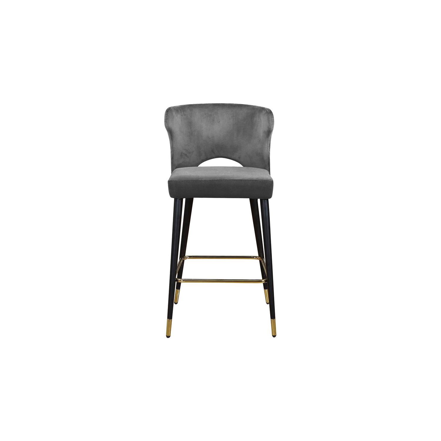 Meridian Furniture Kelly 28"H Velvet Counter Stool in Gray