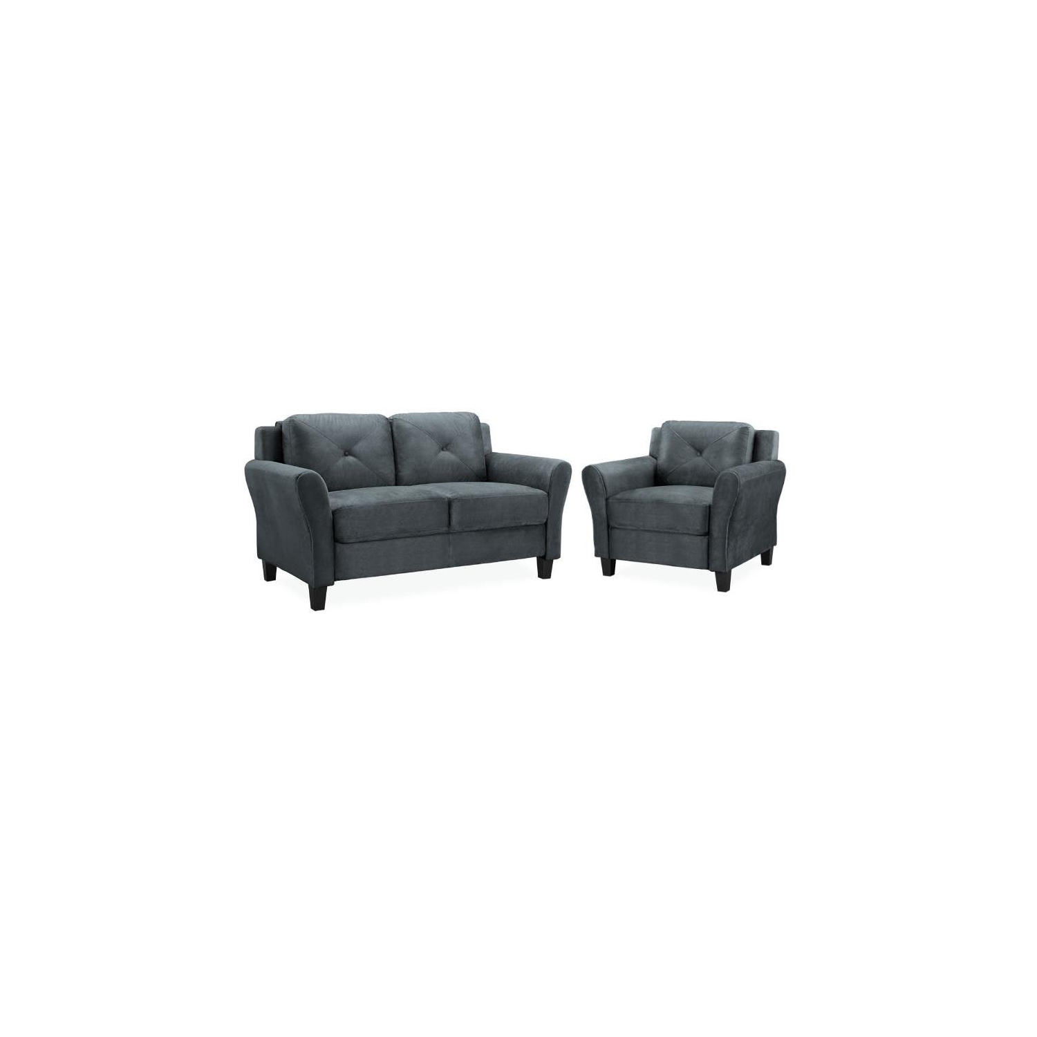 LifeStyle Solutions Harvard 2 Piece Loveseat and Accent Chair Set in Dark Gray