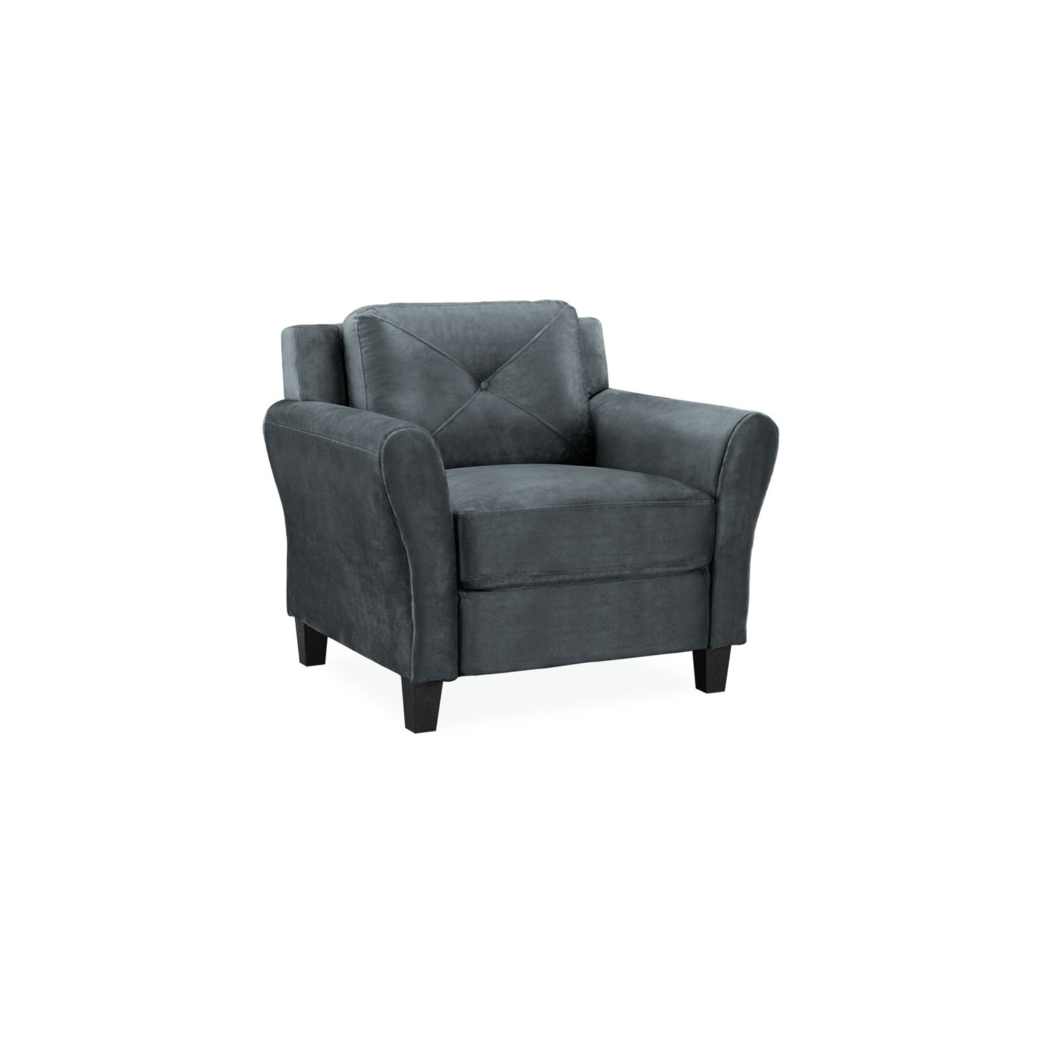 LifeStyle Solutions Harvard 2 Piece Loveseat and Accent Chair Set in Dark Gray