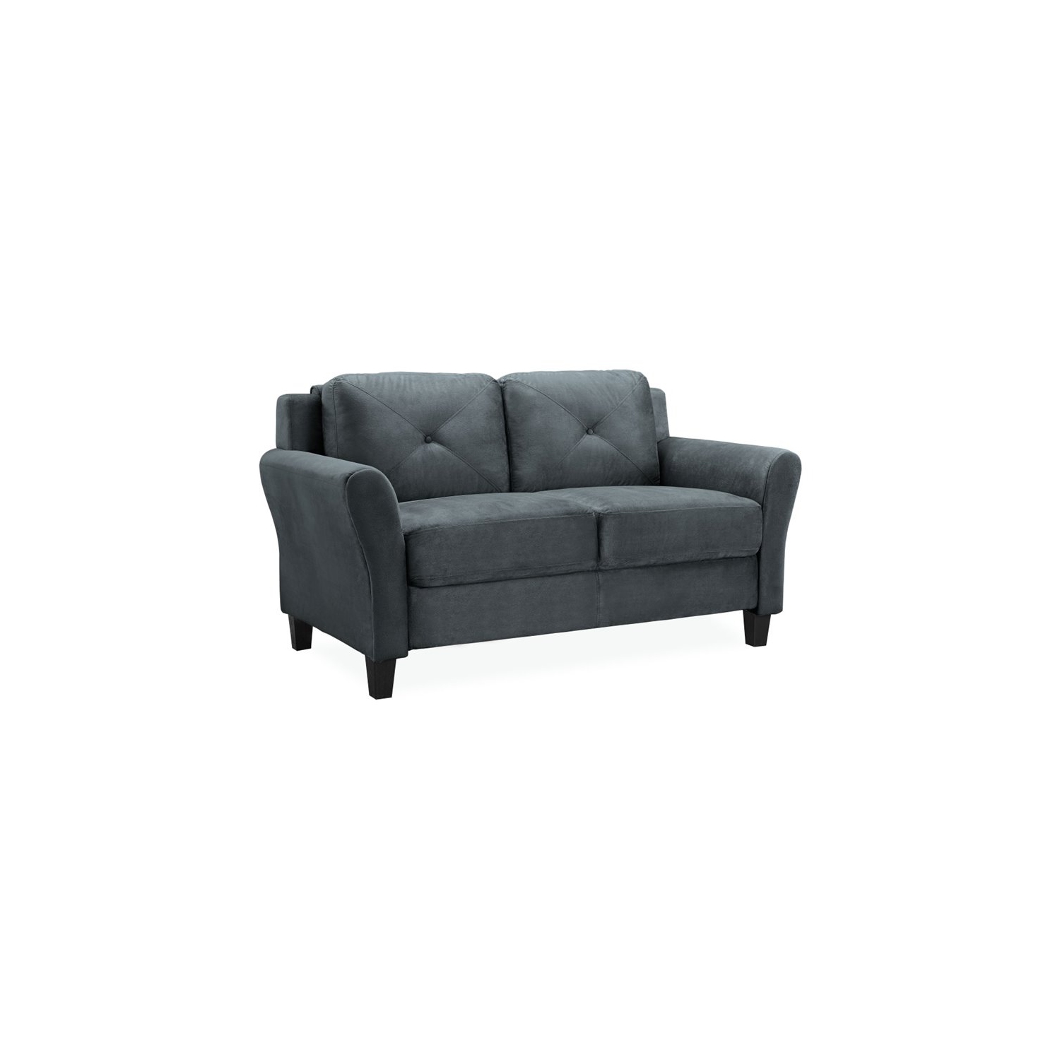 LifeStyle Solutions Harvard 2 Piece Loveseat and Accent Chair Set in Dark Gray