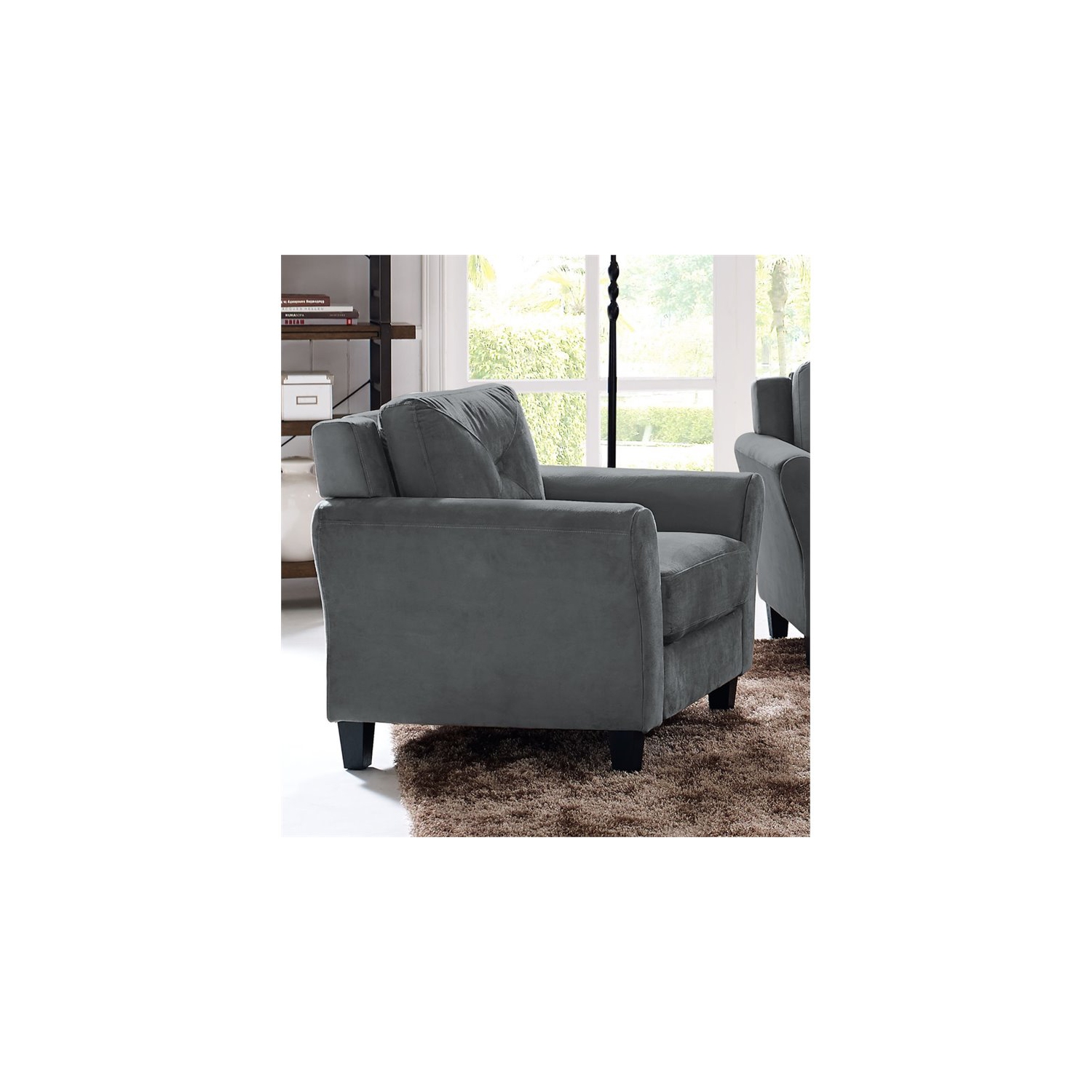 LifeStyle Solutions Harvard 2 Piece Loveseat and Accent Chair Set in Dark Gray