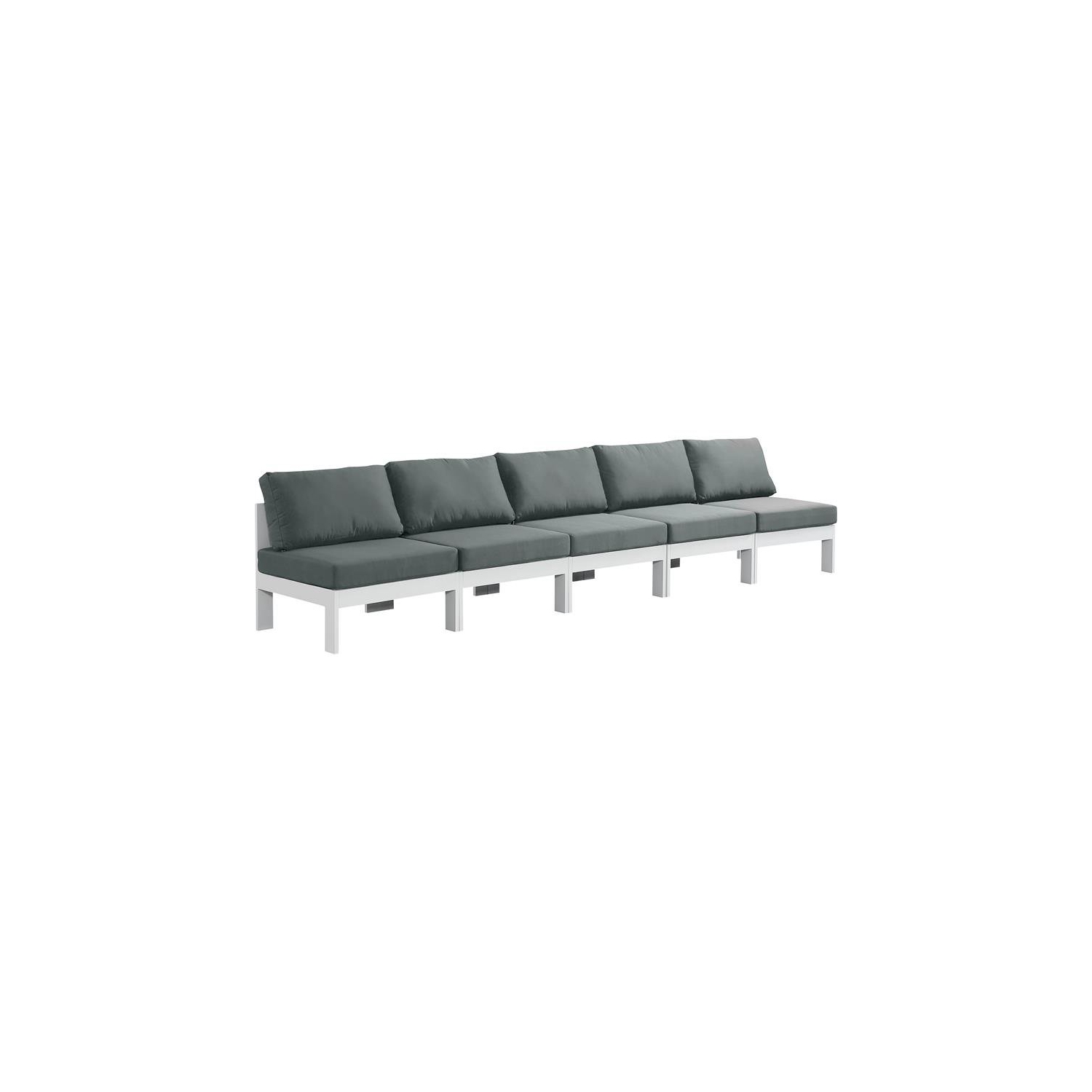 Meridian Furniture Nizuc Grey Fabric Outdoor Patio Modular Sofa