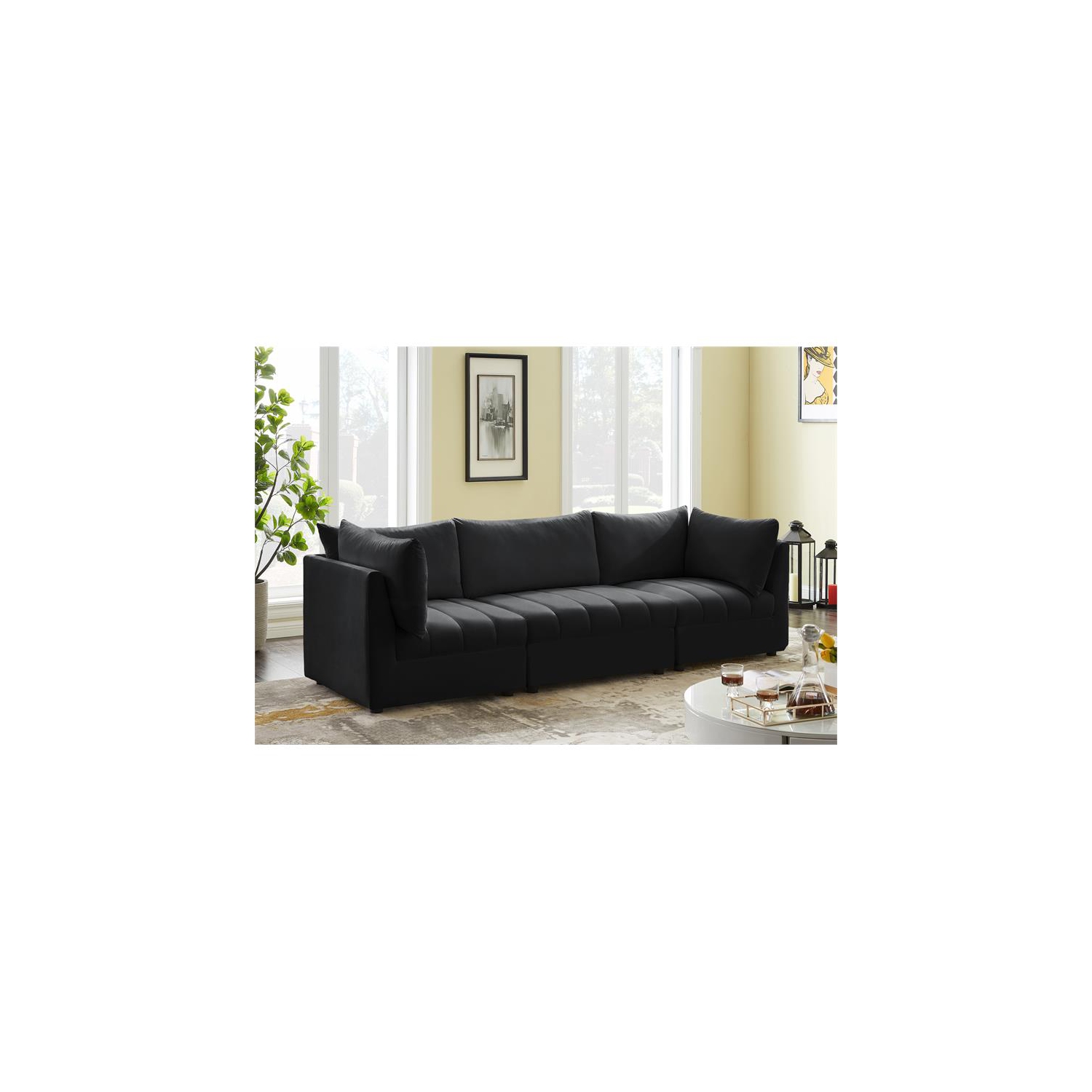Meridian Furniture Jacob Black Velvet Modular Sofa