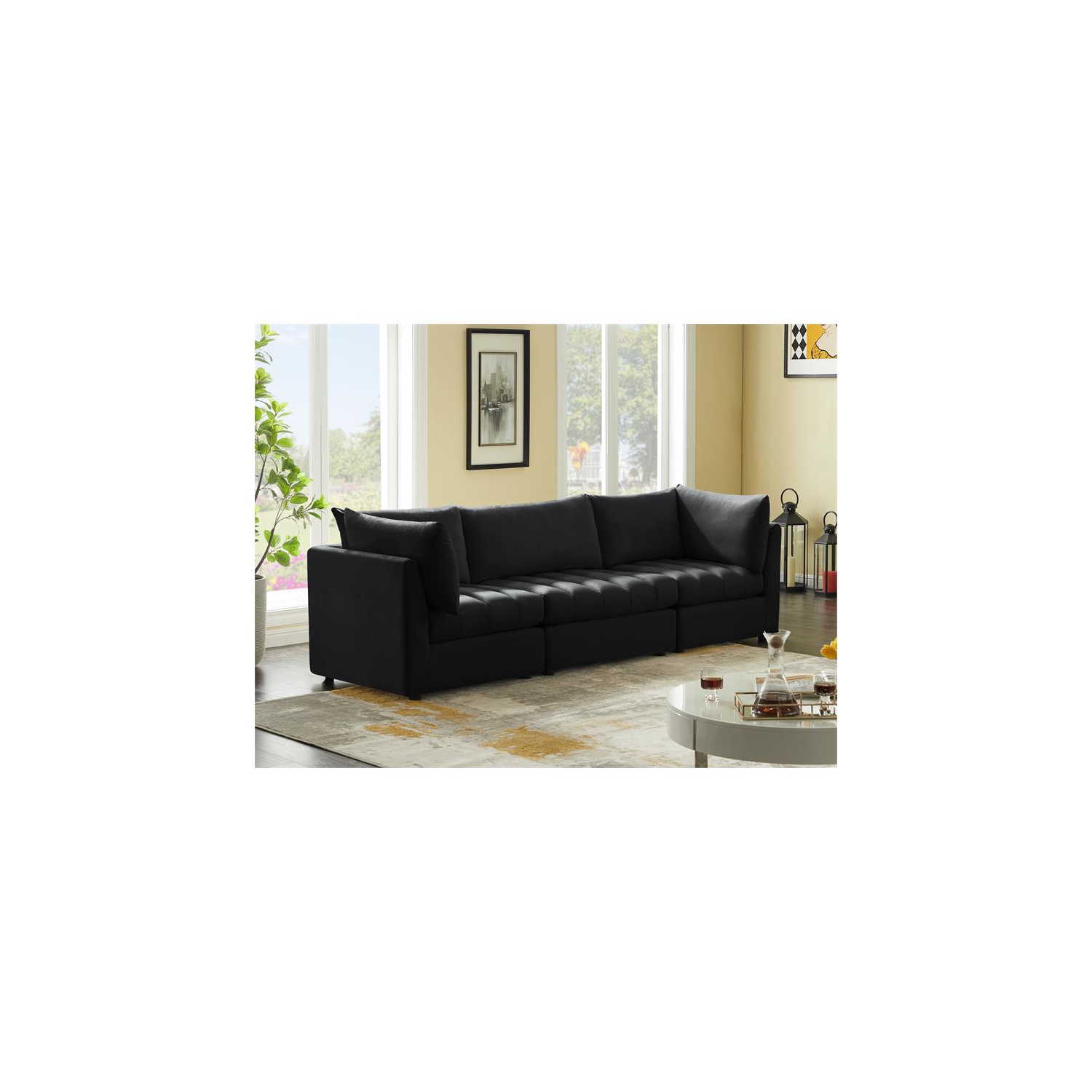 Meridian Furniture Jacob Black Velvet Modular Sofa