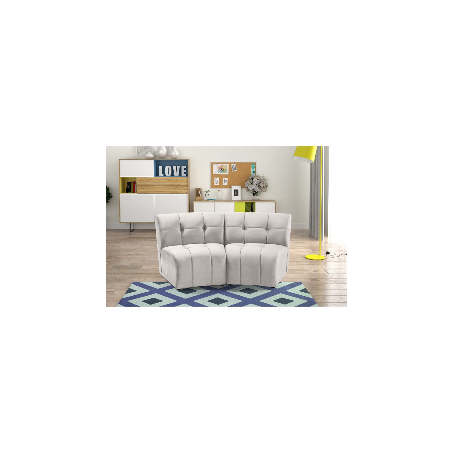 Meridian Furniture Limitless Cream Velvet Modular Loveseat
