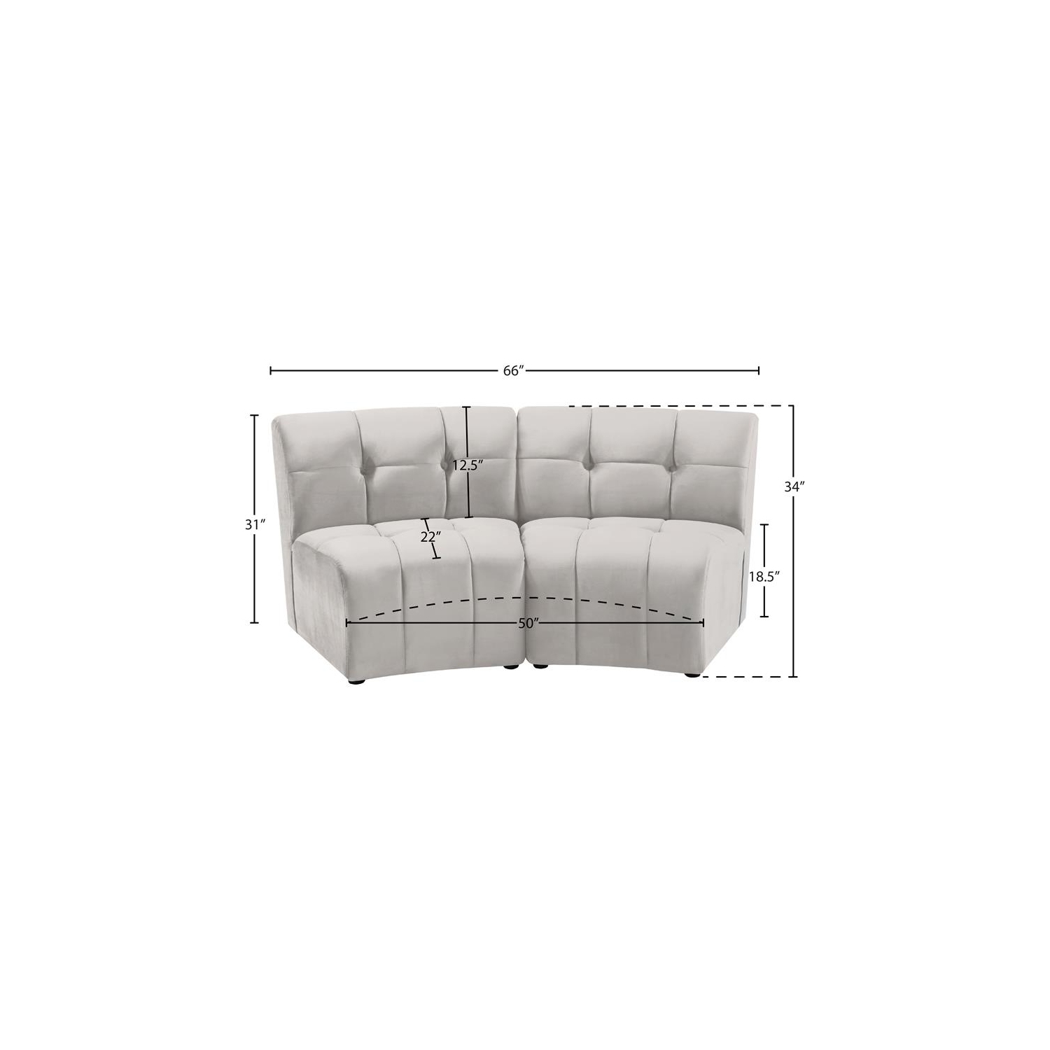 Meridian Furniture Limitless Cream Velvet Modular Loveseat