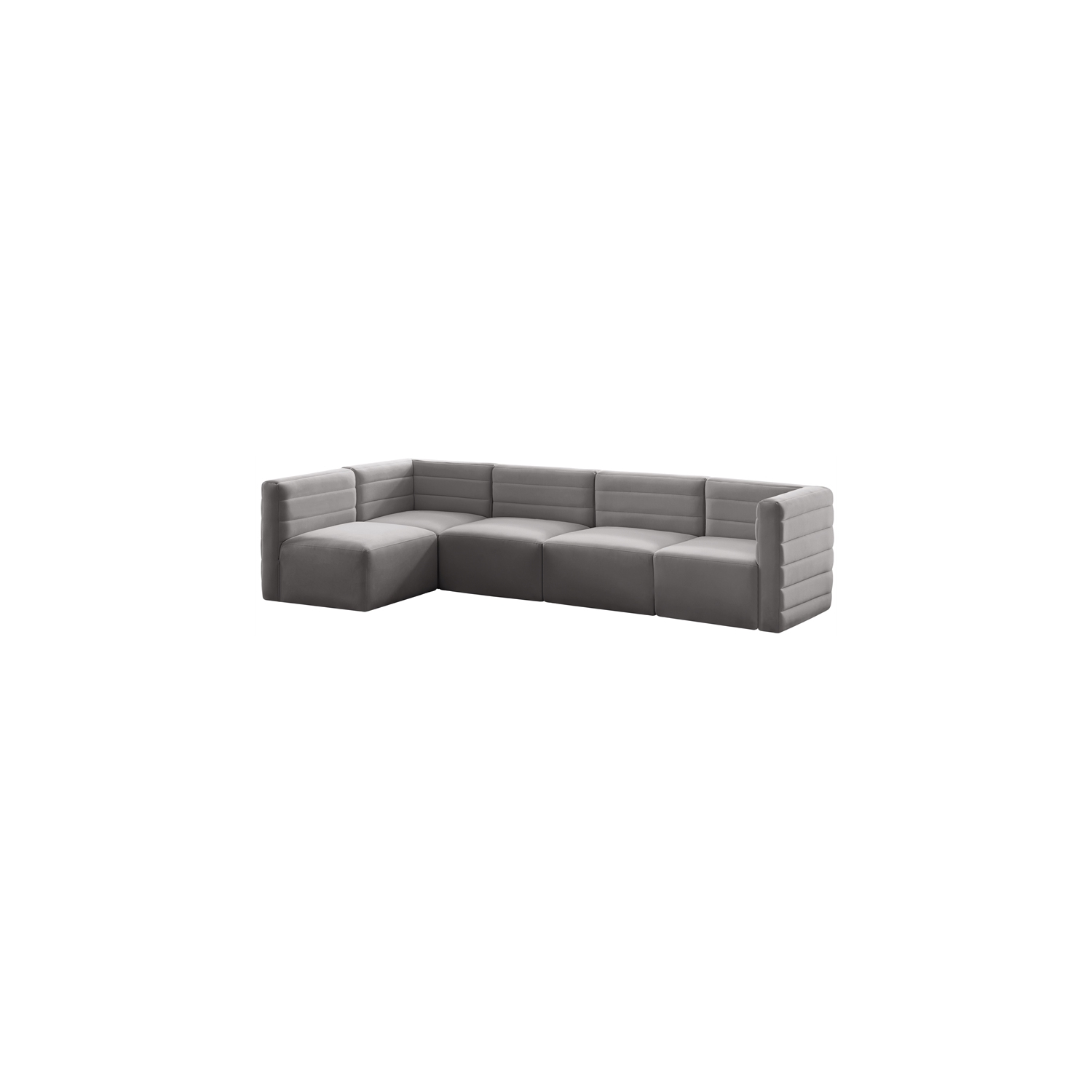 Meridian Furniture Quincy Grey Velvet Modular Sectional