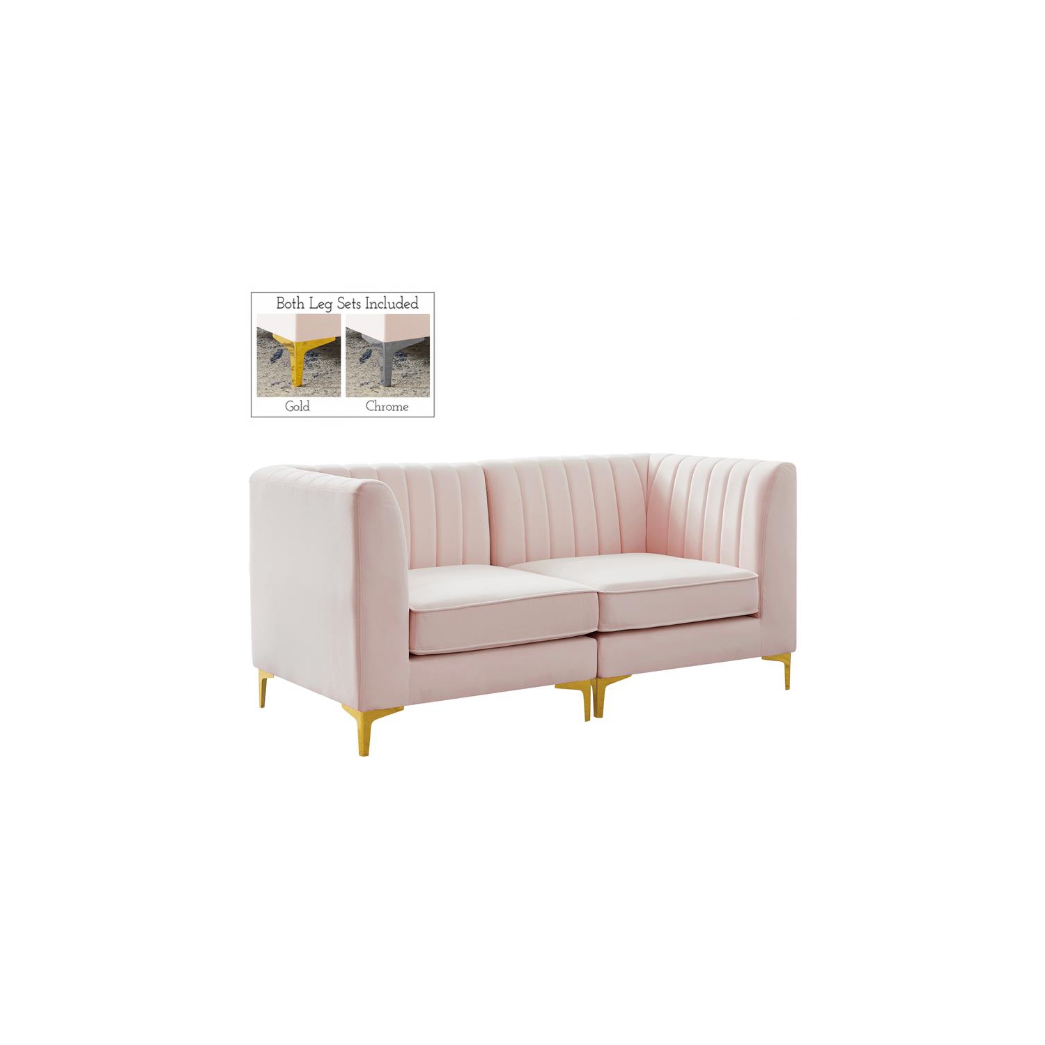 Meridian Furniture Alina Pink Velvet Modular Sectional
