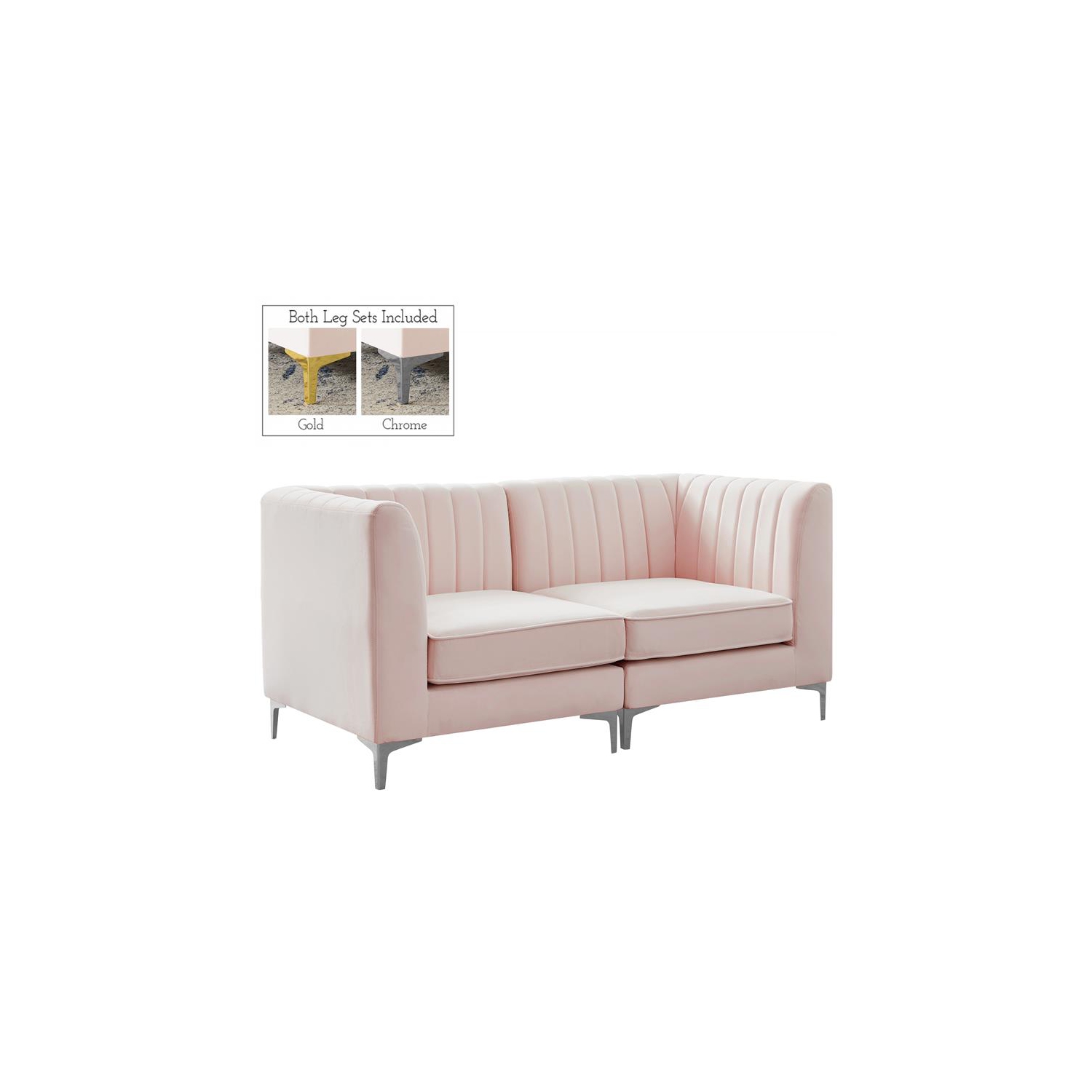 Meridian Furniture Alina Pink Velvet Modular Sectional