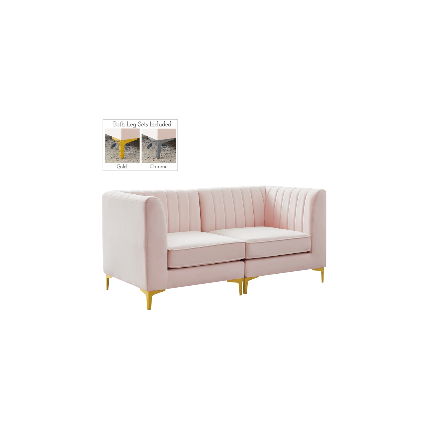 Meridian Furniture Alina Pink Velvet Modular Sectional